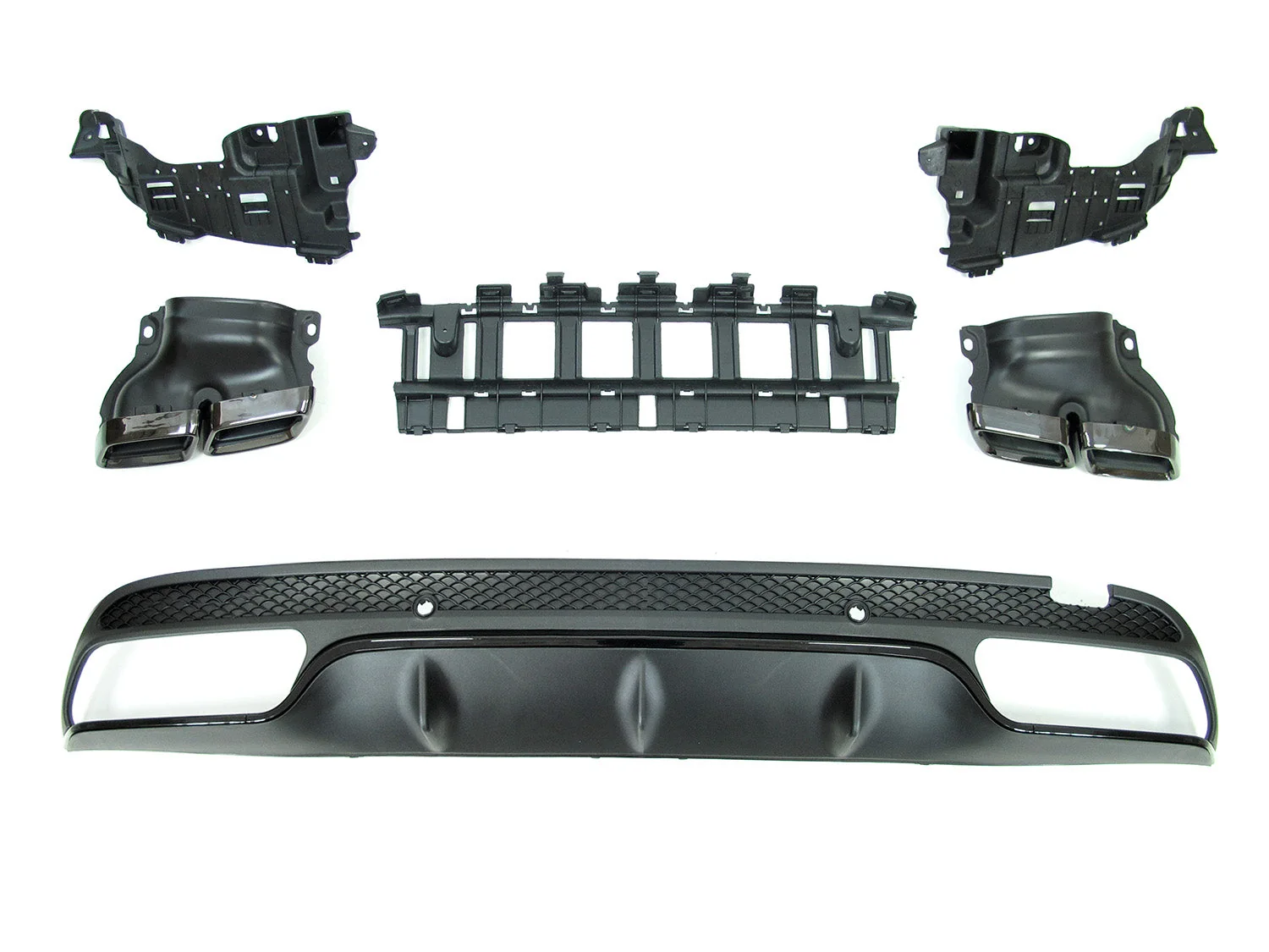 Rear Diffuser + Black Exhaust Tips For Mercedes W205 Sedan C250 C300 C450 C43 AMG 2015-2021 - Image 5