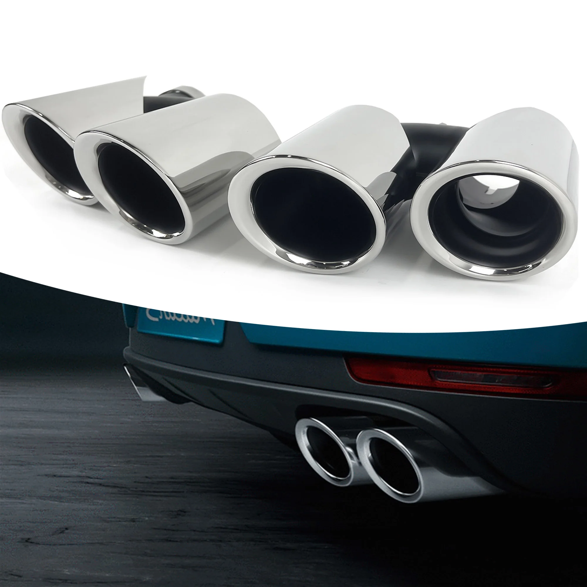 Stainless Steel Chrome Exhaust Tips for Porsche Macan Base 2.0L 2015-2018
