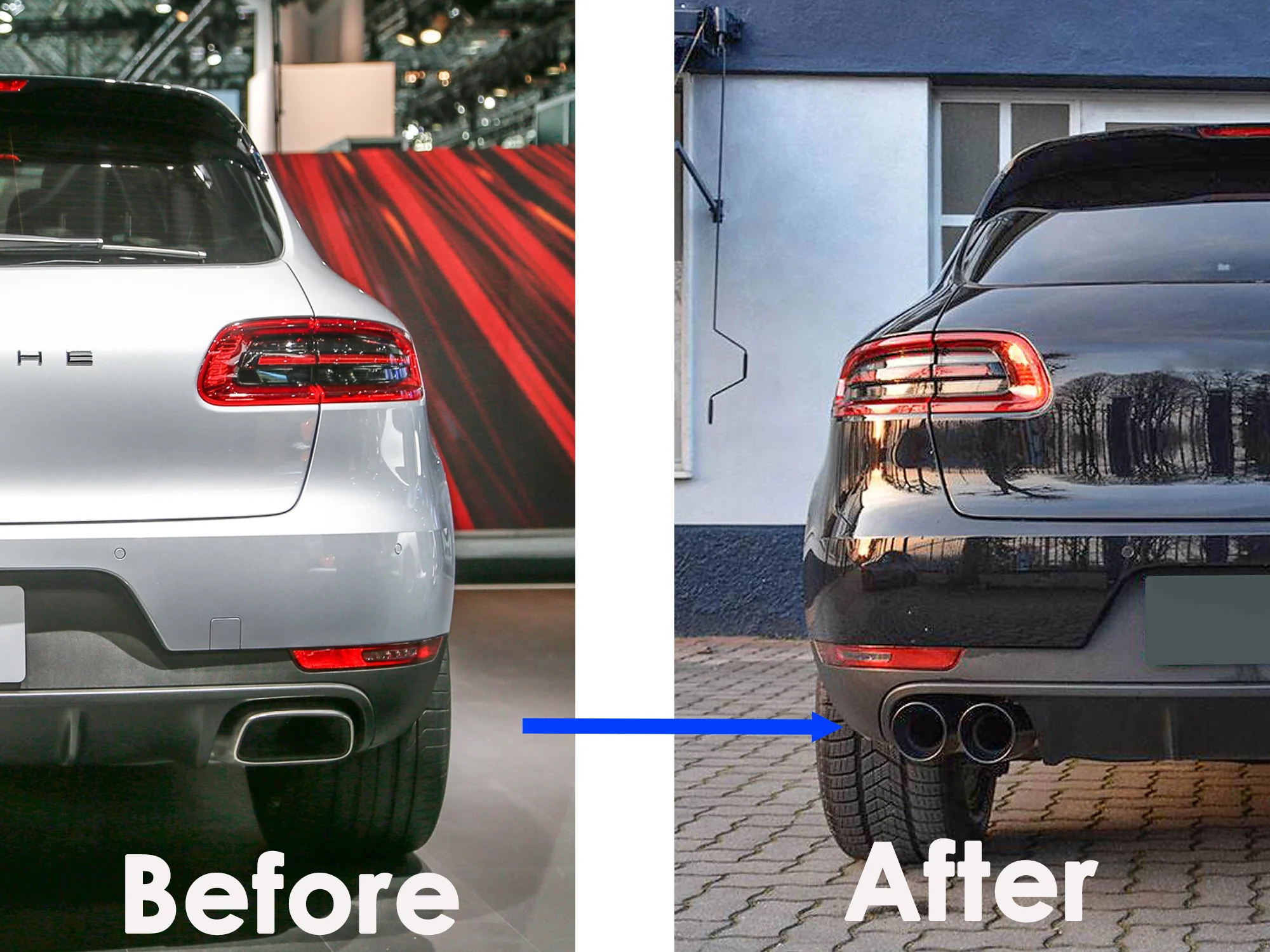 Stainless Steel Chrome Exhaust Tips for Porsche Macan Base 2.0L 2015-2018 - Image 2