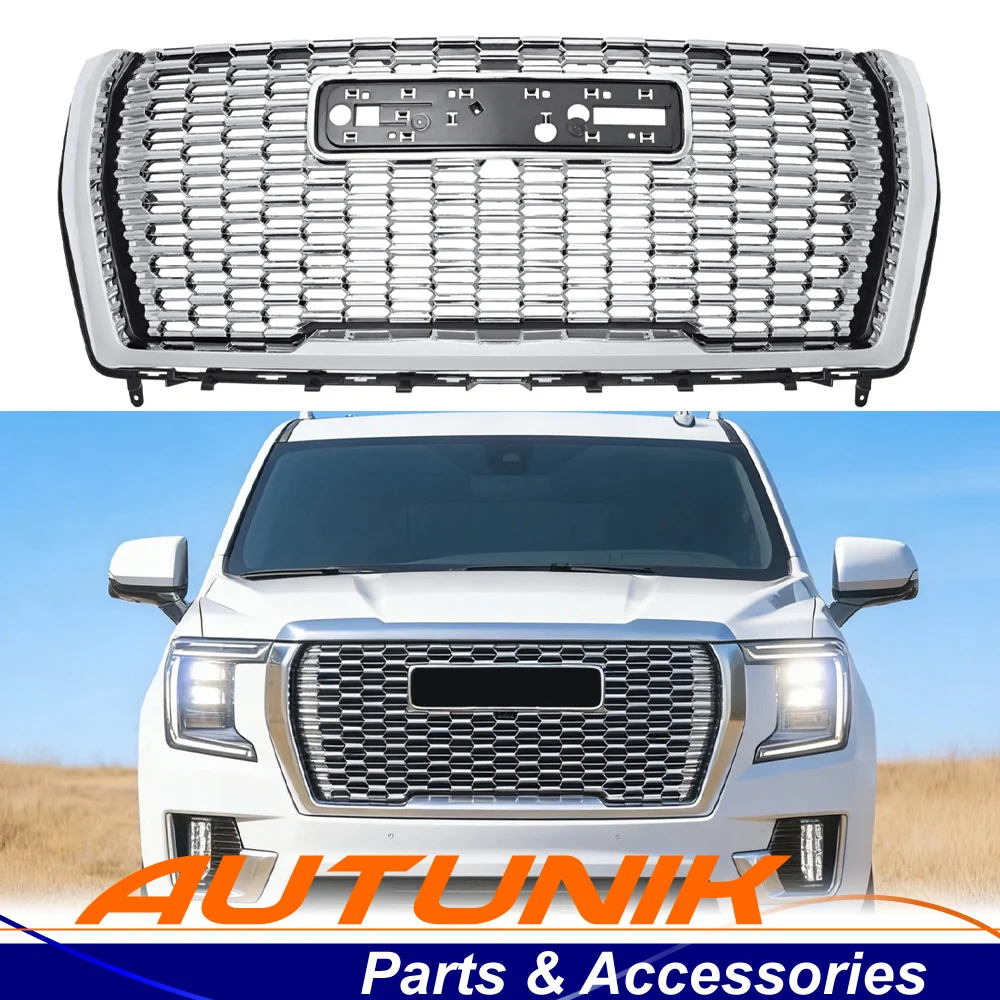 Front Hood Bumper Grille Chrome Fits GMC Yukon/Yukon XL 2021-2024 DL-Style