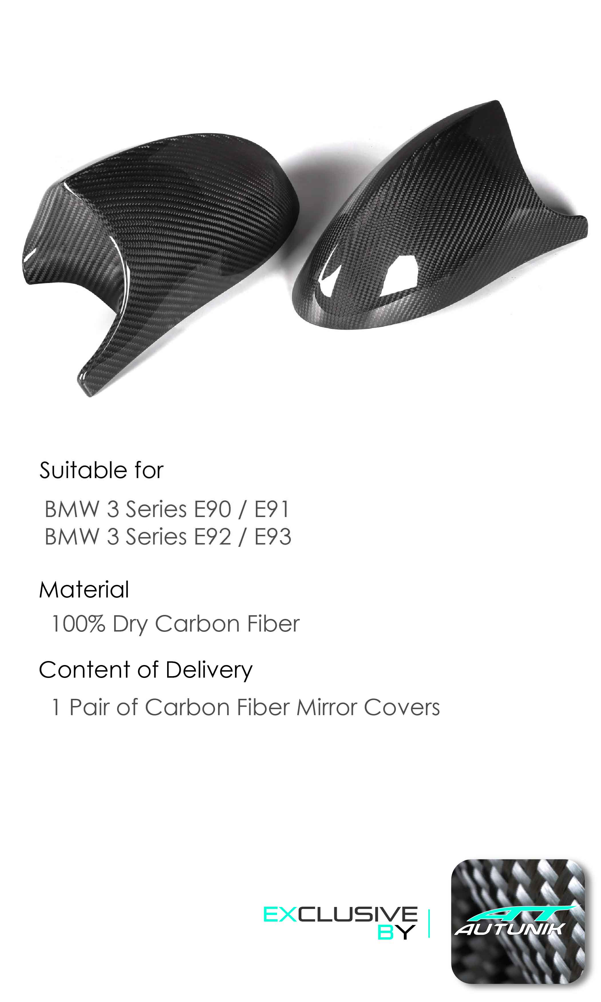 Dry Carbon Fiber Mirror Caps for BMW E90 E91 E92 E93 PRE-LCI 2004-2009 M Style Covers mc159 - Image 4