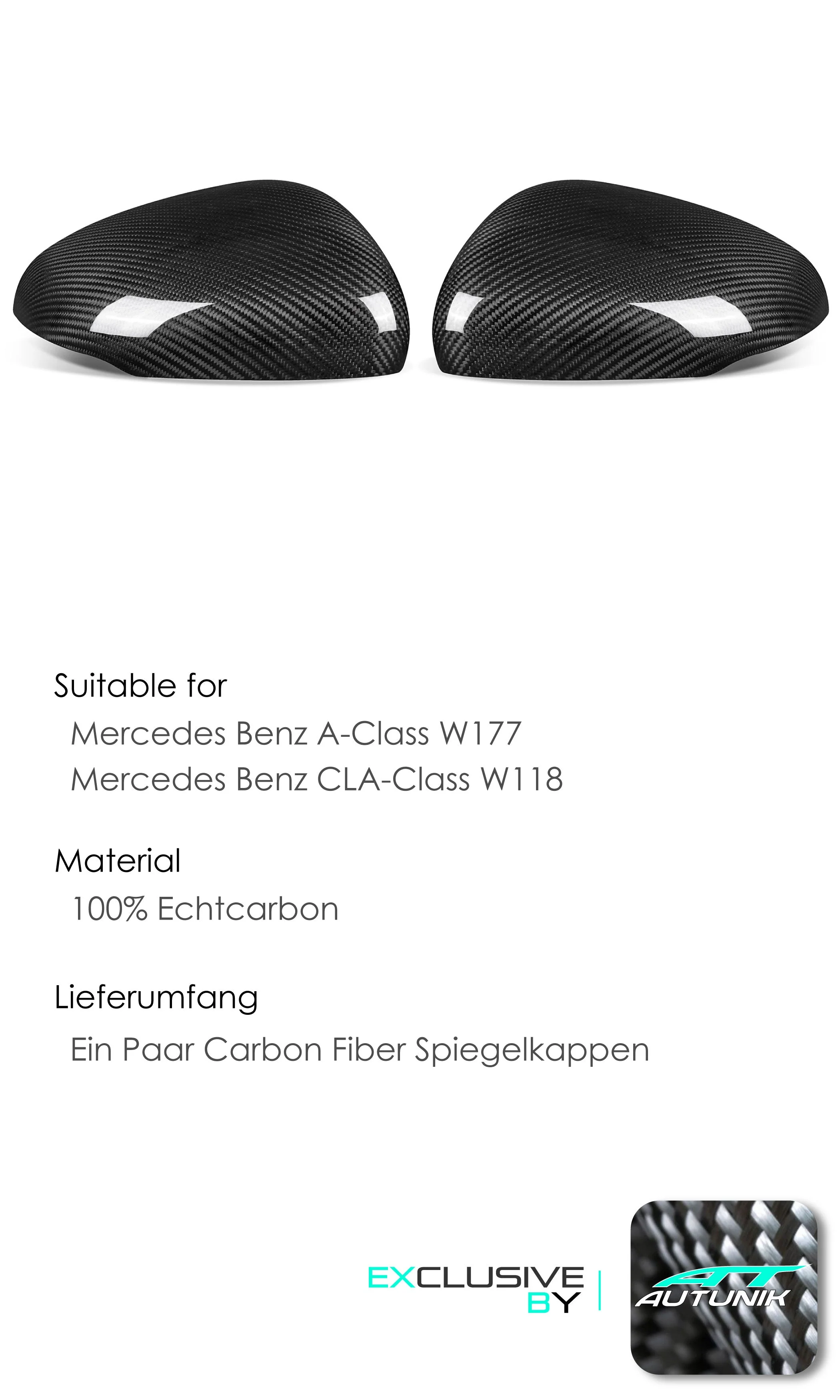100% Dry Carbon Fiber Mirror Cover Caps Replace for Mercedes A-Class W177 CLA C118 W118 2020-2023 mc158 - Image 5