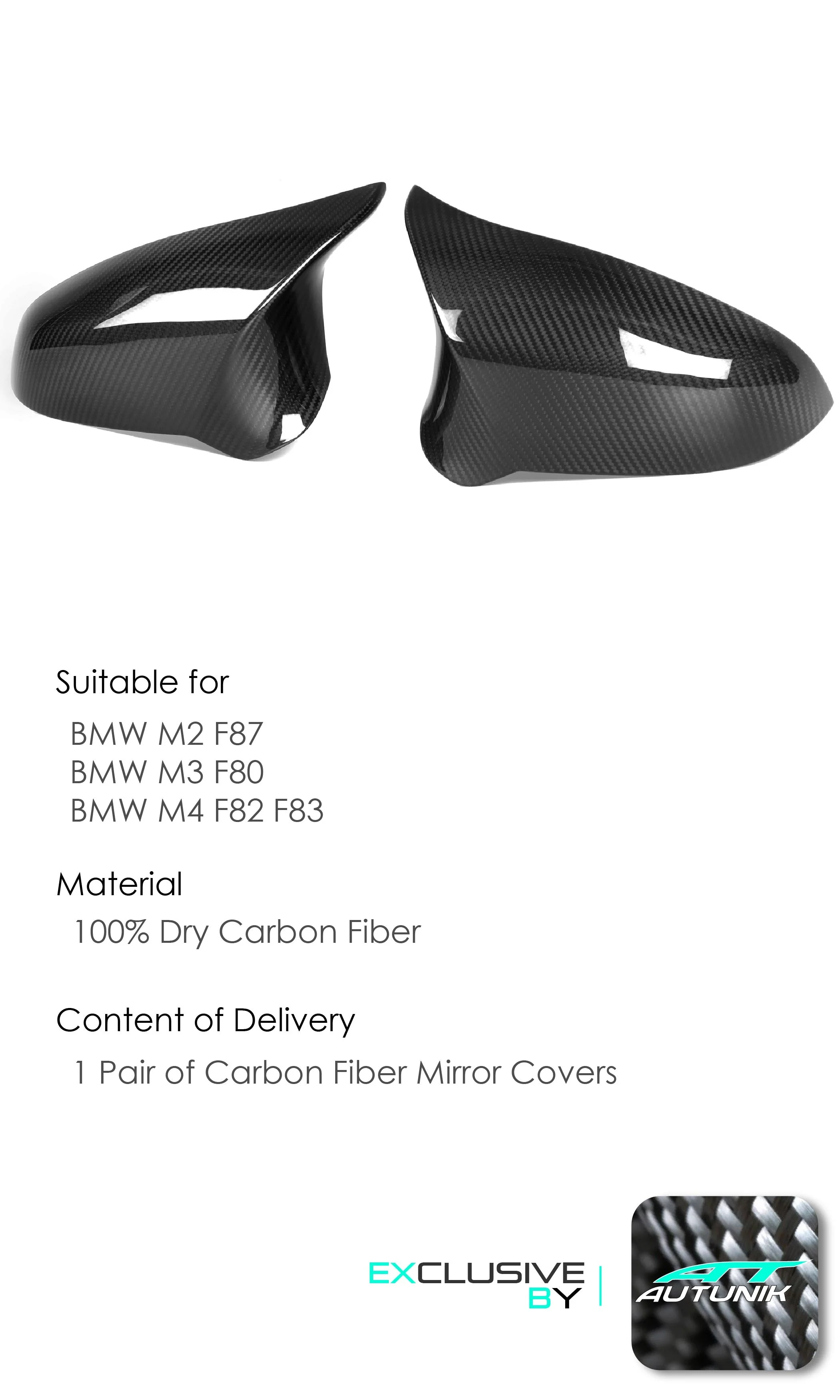 Dry Carbon Fiber Mirror Caps for BMW M3 F80 M4 F82 M2 F87 M-Style Mirror Cover mc151 - Image 4