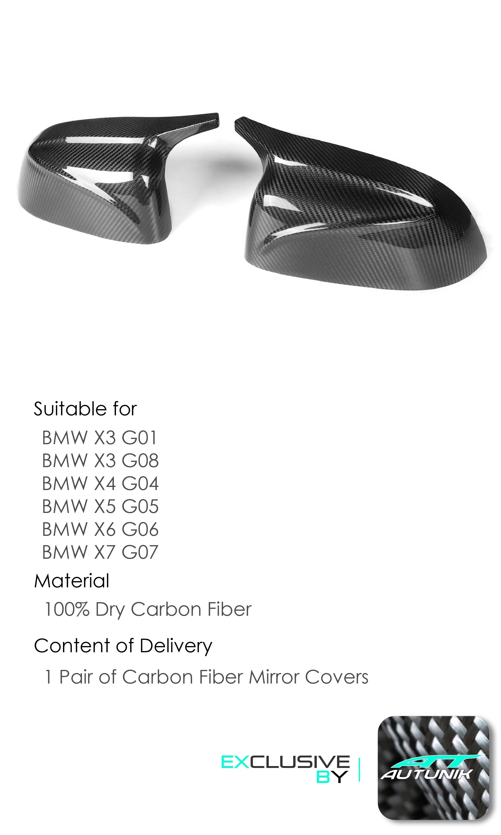 Dry Carbon Fiber Mirror Caps Replace for BMW X3 G01 X4 G02 X5 G05 X6 G06 X7 G07 2019+ mc157 - Image 3