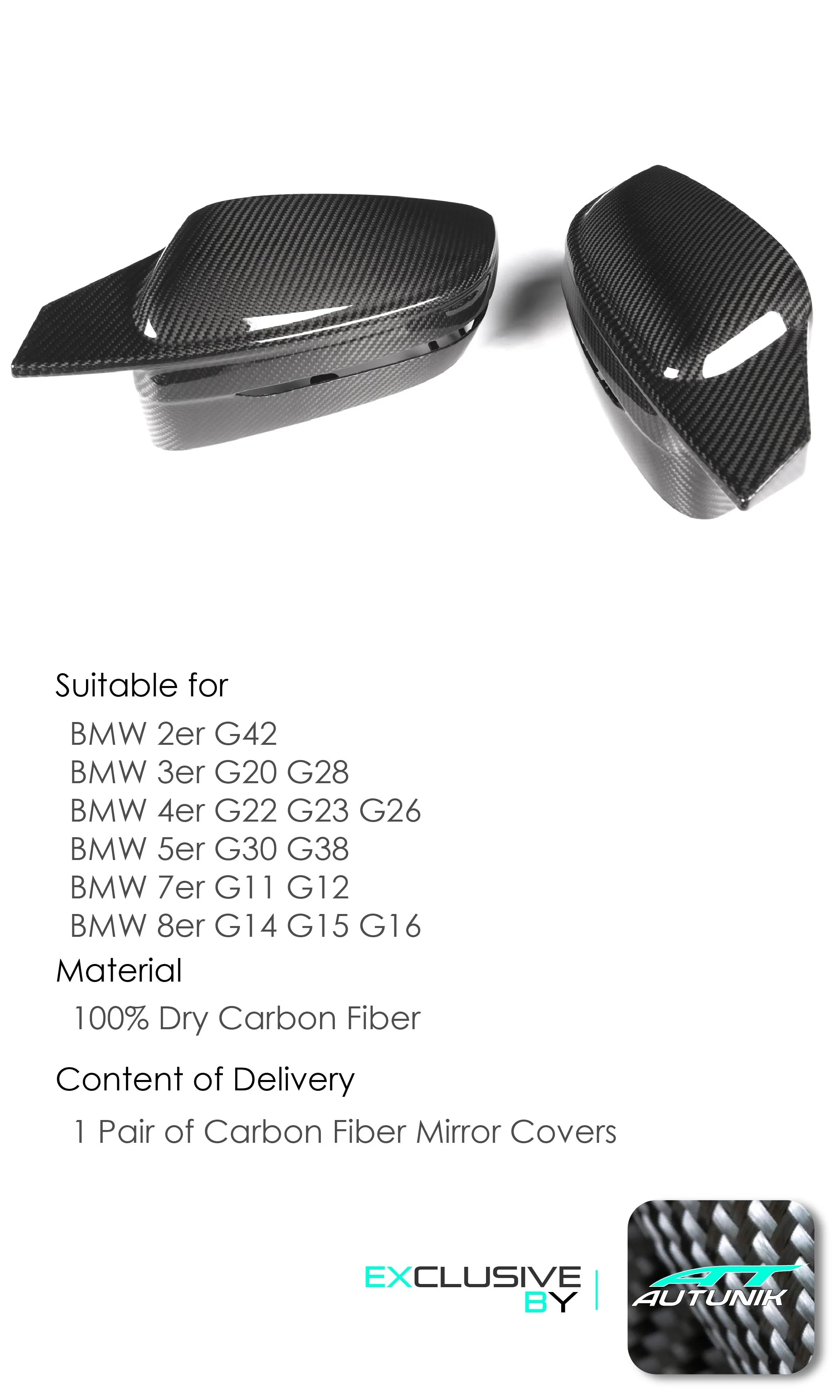 Dry Carbon Fiber Mirror Covers Replace for BMW G20 G22 G26 G11 G12 G14 G15 G16 LHD mc153 - Image 5