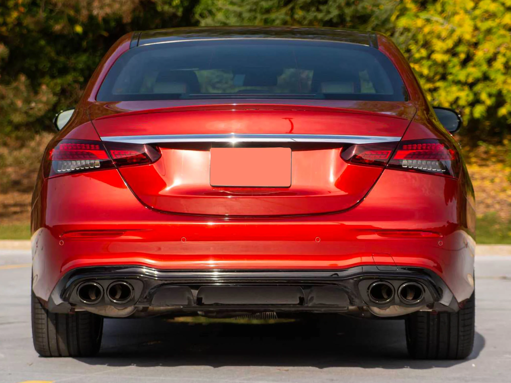 Gloss Black Diffuser & Exhaust Tips for Mercedes E-class W213 S213 Sedan AMG 2021-2023 - Image 2