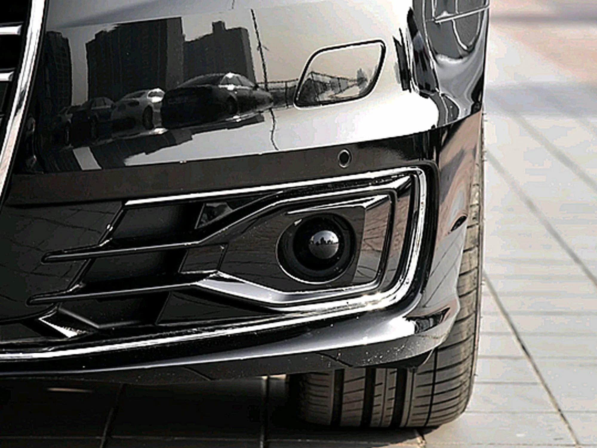 Pair Fog Light Grill Covers w/ ACC Caps For AUDI A6 C7.5 NON-Sline 2016-2018 - Image 4