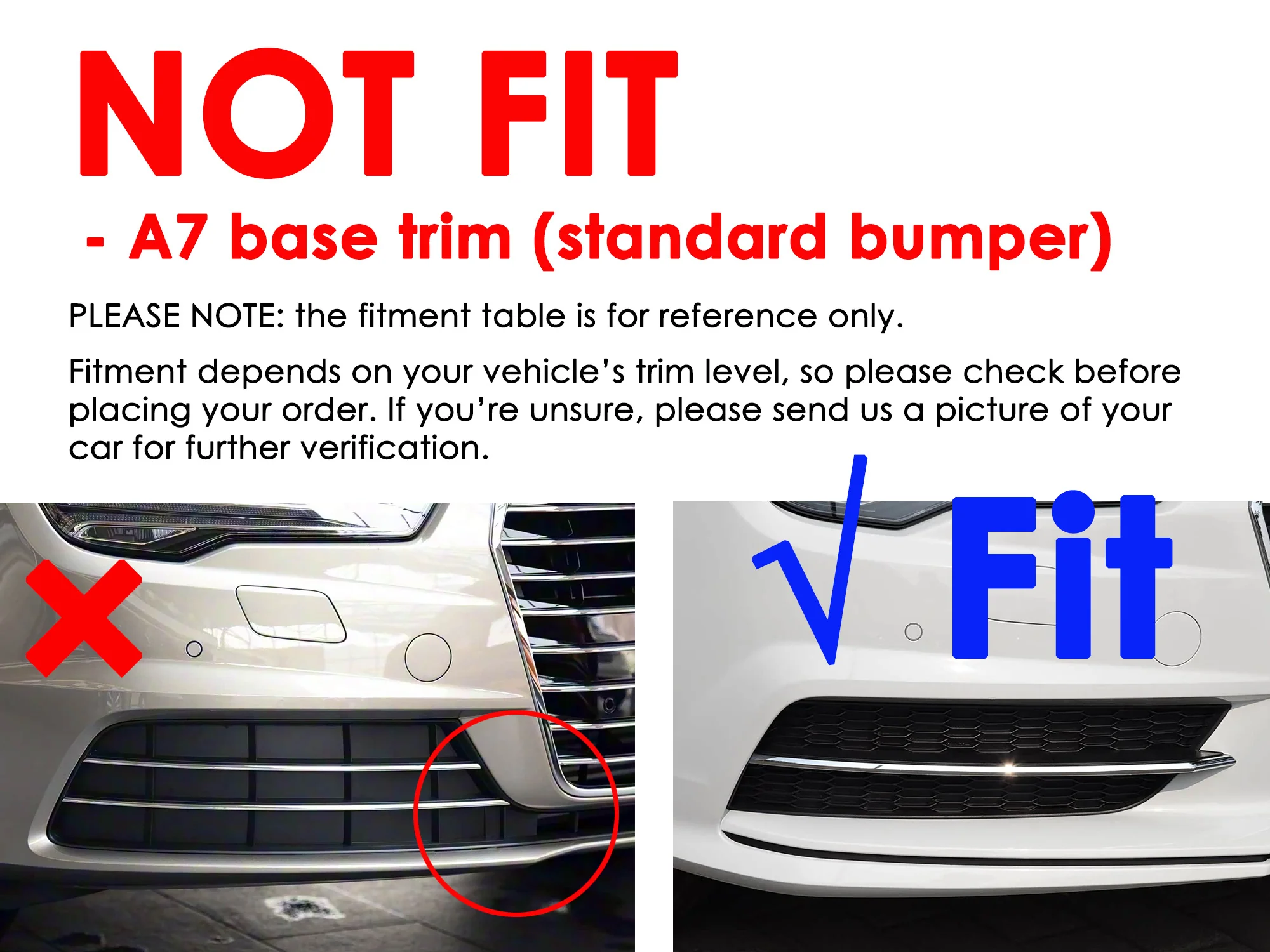 Fit For 2016-2018 Audi A7 S-Line S7 C7 LH+RH Pair Front Lower Bumper Fog Light Cover - Image 4