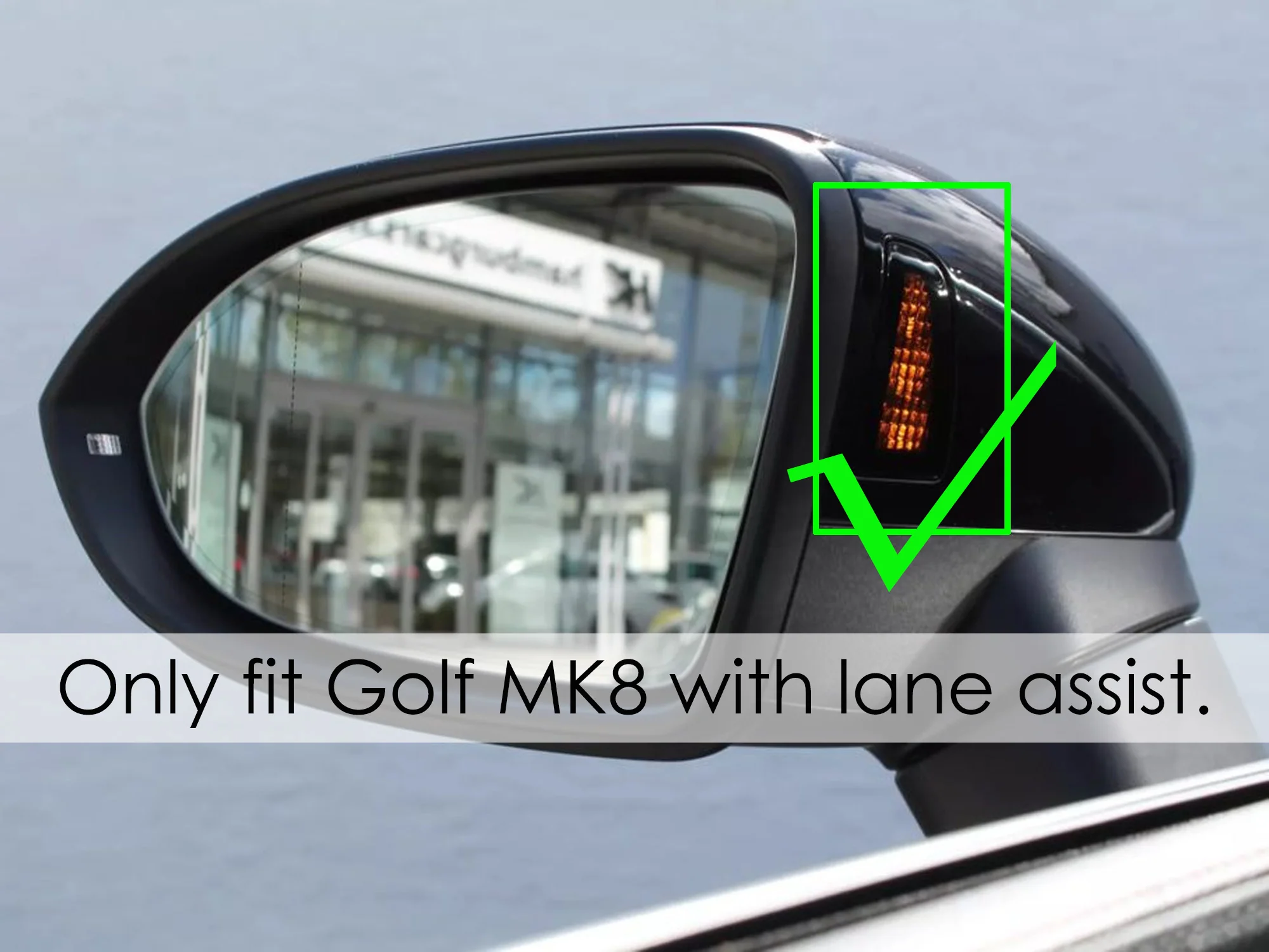 Gloss Black Mirror Caps Cover Replace for VW Golf 8 MK8 with Assist Light 2020-2026 - Image 2
