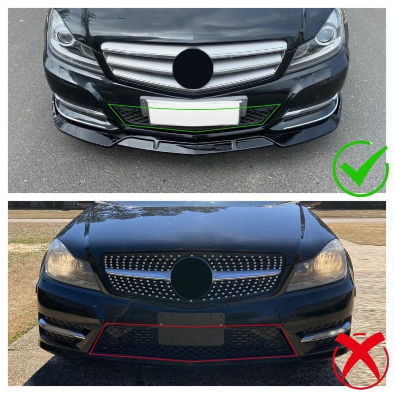 3pcs Gloss Black Front Splitter Lip For 2008-2014 Mercedes C-Class W204 AMG Bumper - Image 3