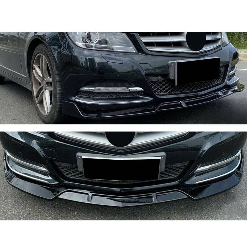 3pcs Gloss Black Front Splitter Lip For 2008-2014 Mercedes C-Class W204 AMG Bumper - Image 4