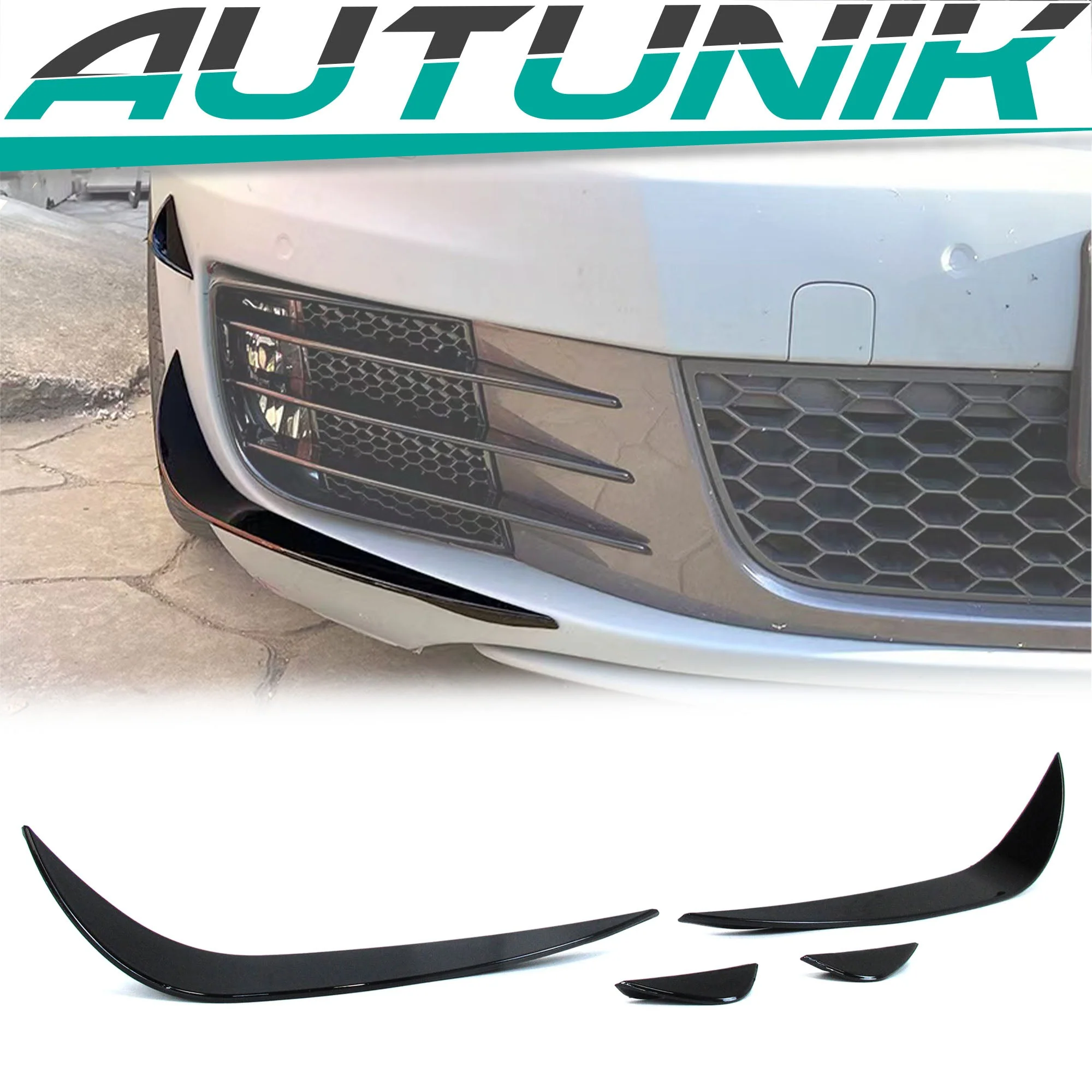 Glossy Black Front Bumper Canards Set for VW Golf MK6 GTI 2008-2012 - Image 16