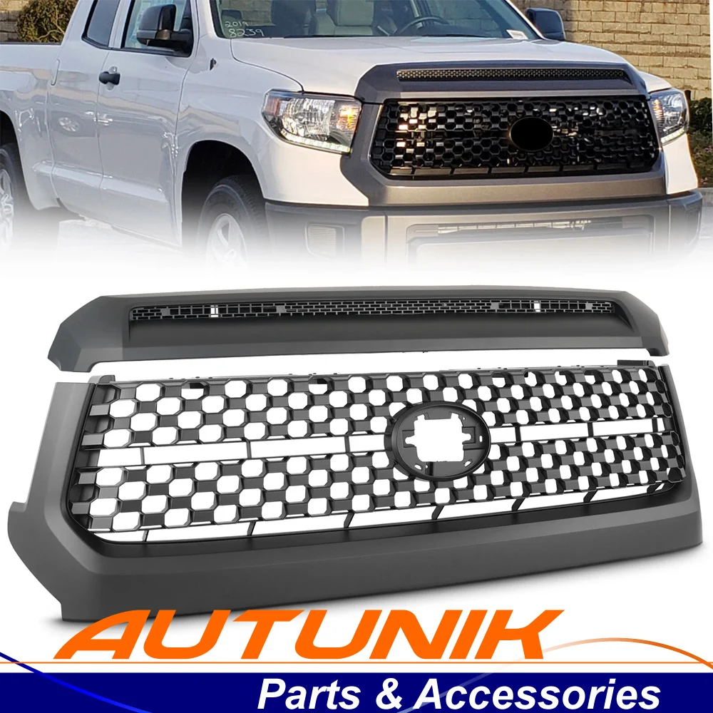 2pcs Matte Black For 2014-2021 Toyota Tundra Front Grille&Hood Bulge Molding Set