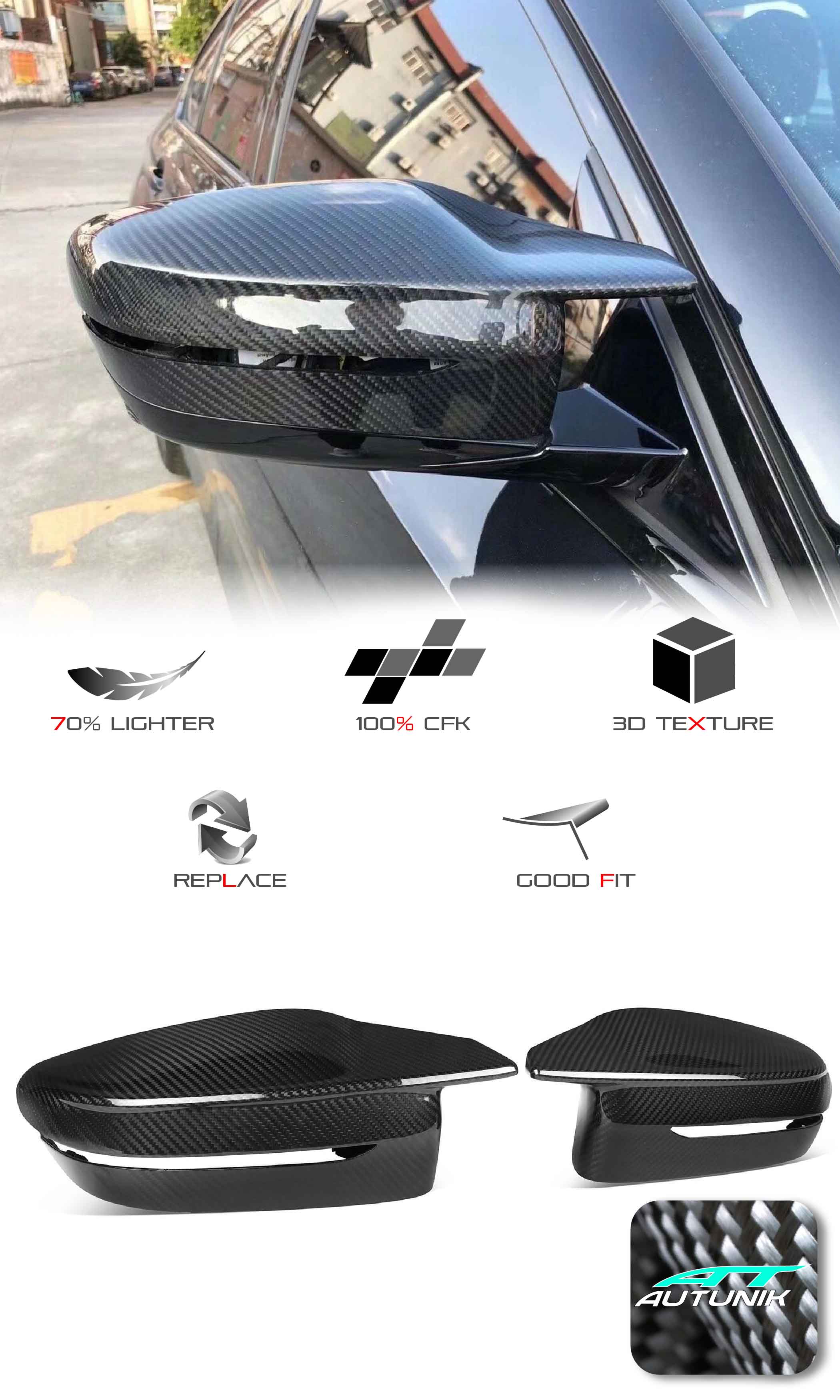 Dry Carbon Fiber Side Mirror Caps Replace For BMW M3 G80 M4 G82 G83 mc149 - Image 2