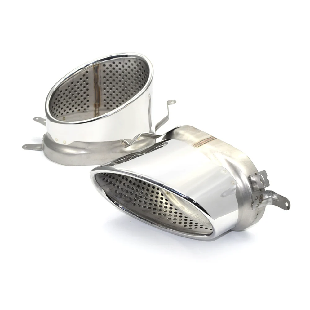 Silver Exhaust Tips Tailpipes For AUDI A4 A5 A6 A7 Refit To RS3 RS4 RS6 RS7 - Image 2