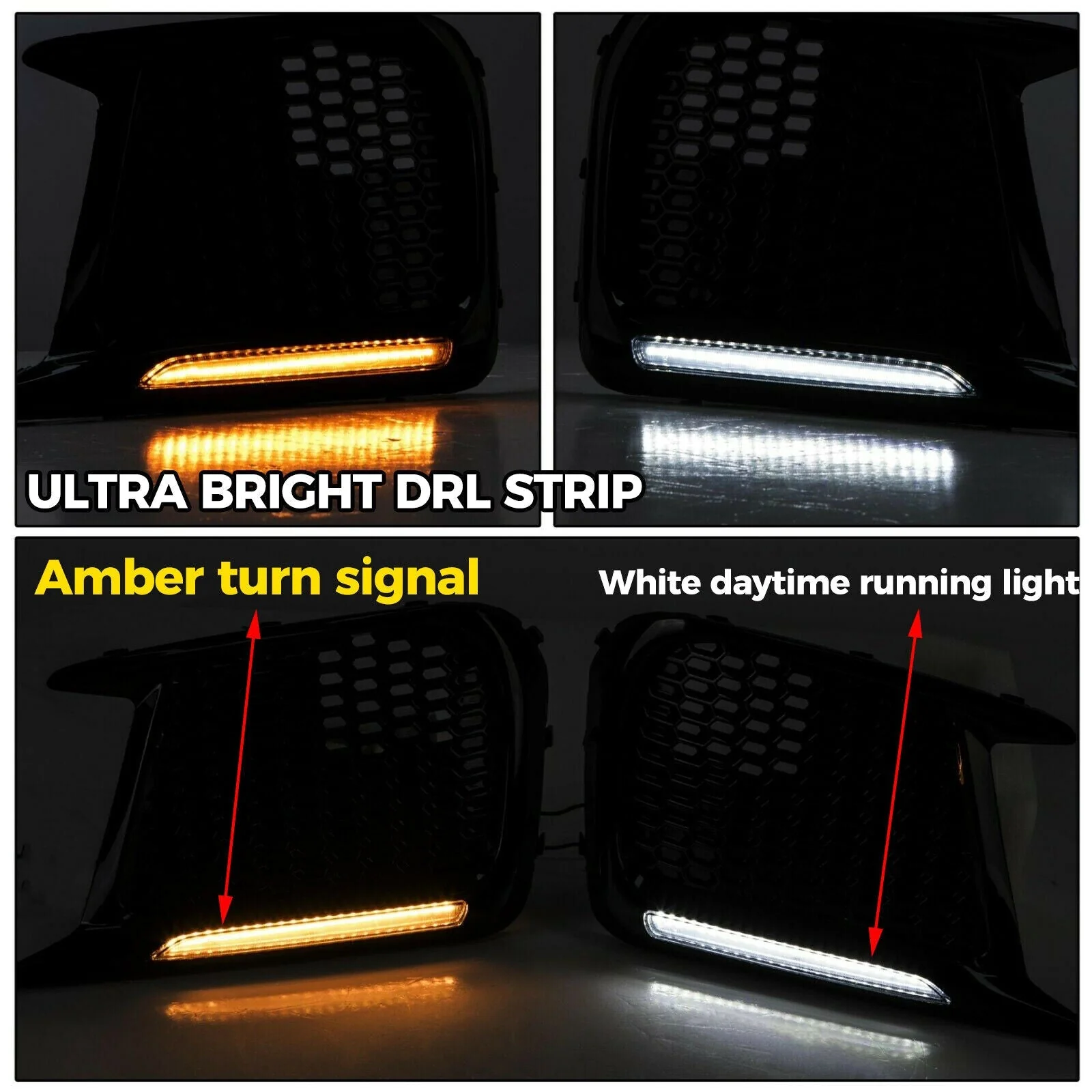 For 2018-2021 Subaru WRX STI Sequential LED DRL Dayting Running Lights Kits Fog Light Bezels - Image 4
