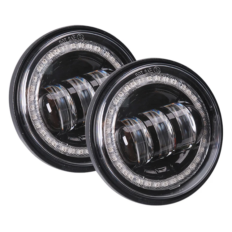 Black 4.5 INCH LED Fog Passing Lamp Lights w/ Turn Signal for Harley Davidson - Image 2