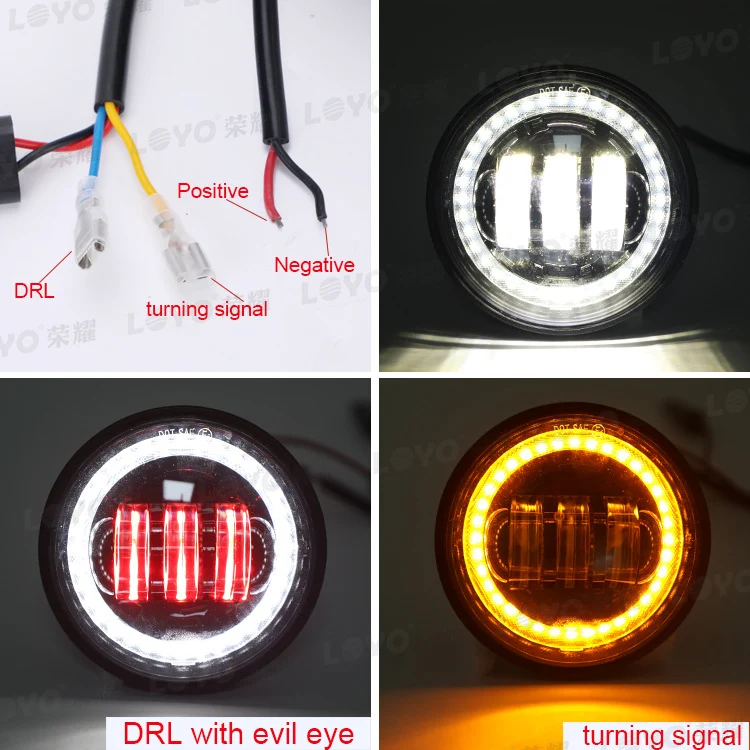 Black 4.5 INCH LED Fog Passing Lamp Lights w/ Turn Signal for Harley Davidson - Image 5