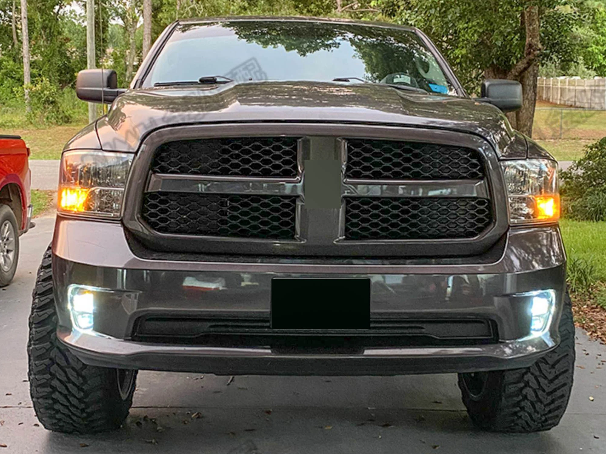 Black Front Bumper DRL LED Fog Lights for Dodge Ram 1500 2013-2017 - Image 2