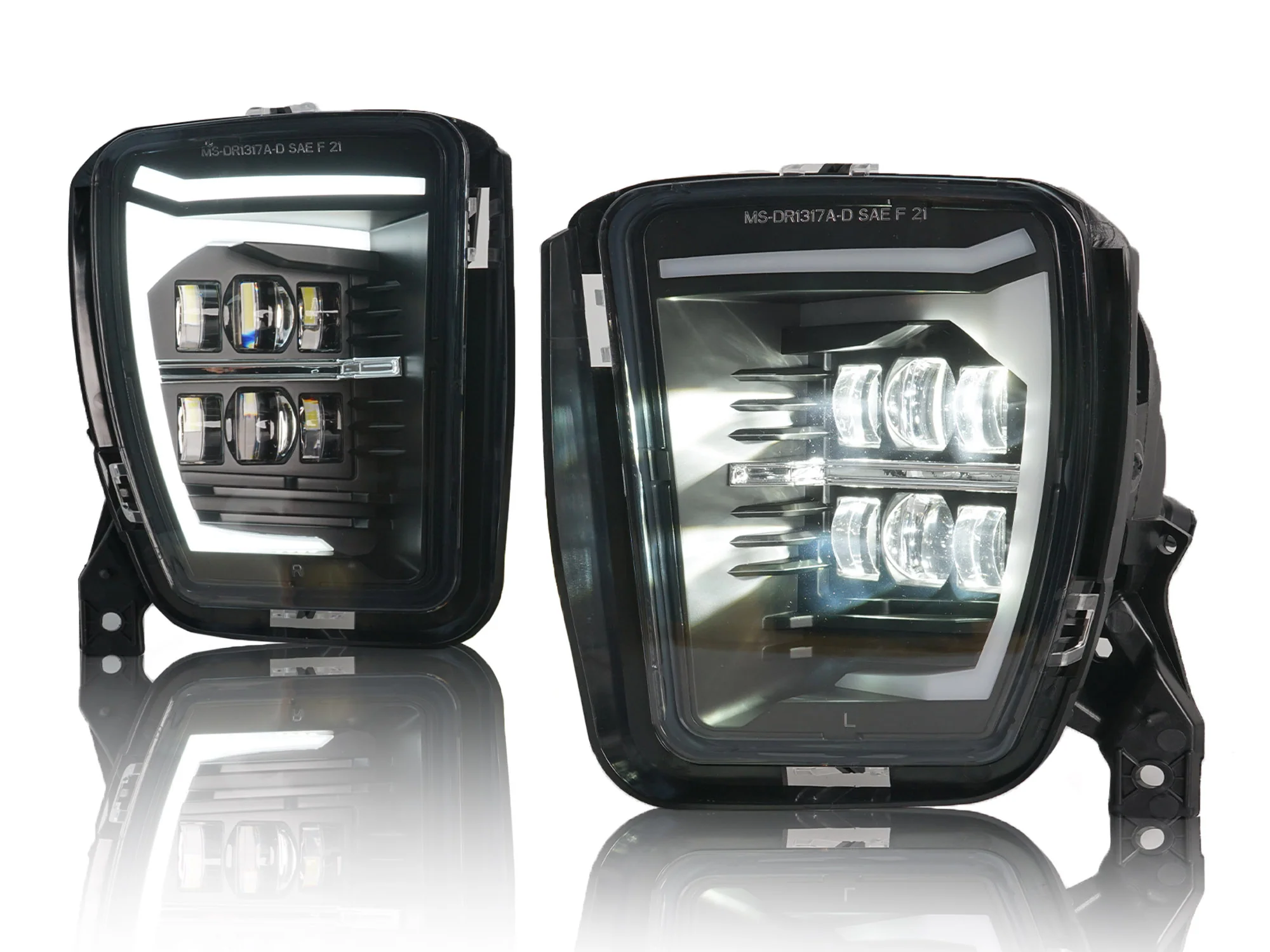 Black Front Bumper DRL LED Fog Lights for Dodge Ram 1500 2013-2017 - Image 3