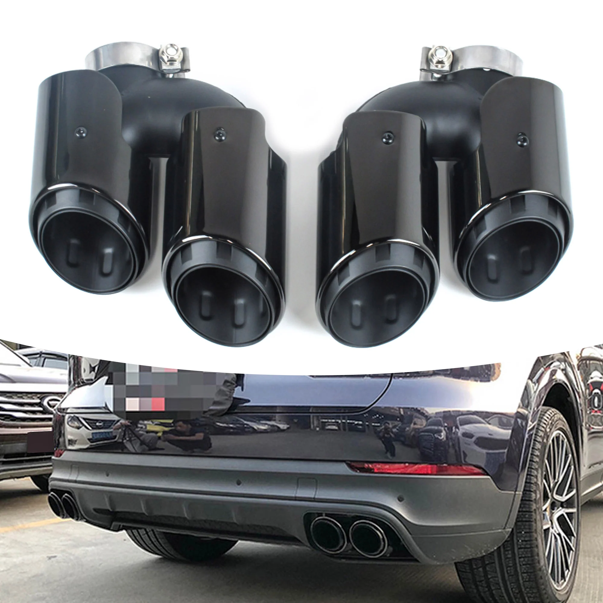 3-Layer Black Exhaust Tips for 2019-2026 Porsche Macan 2.0L Base