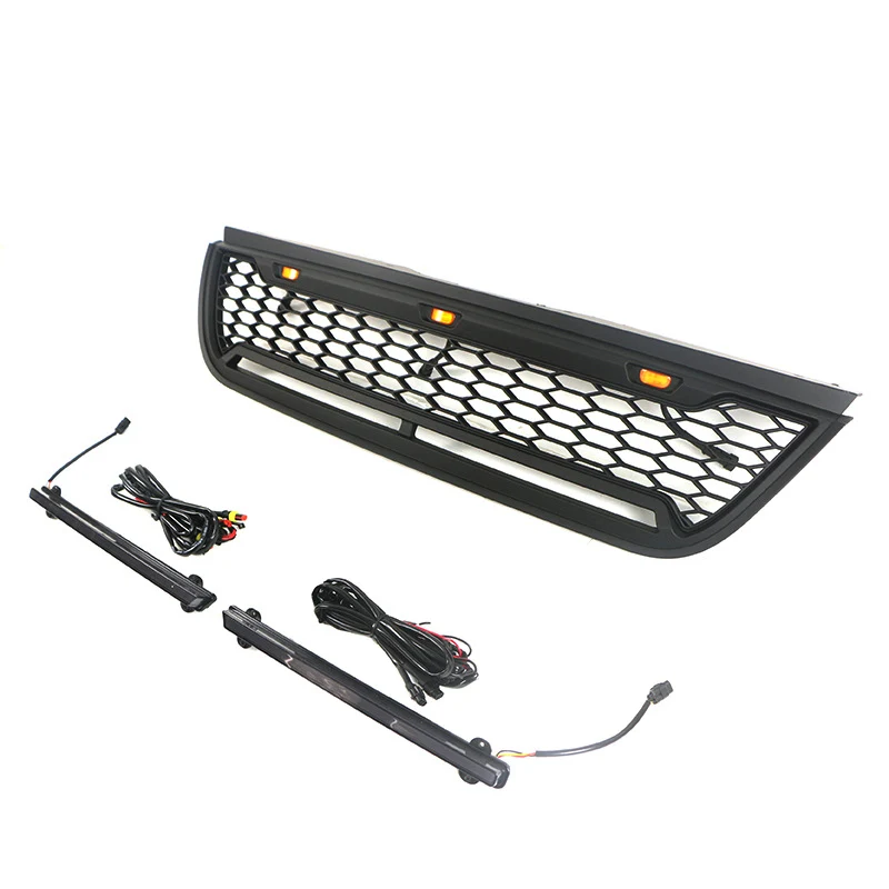 Black Front Bumper Upper Grille Grill W/Light Bar Fit For Ford Explorer 2002-2005 - Image 2