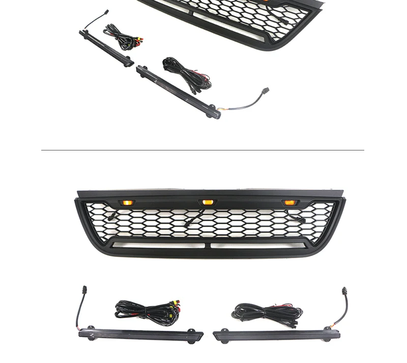 Black Front Bumper Upper Grille Grill W/Light Bar Fit For Ford Explorer 2002-2005 - Image 3