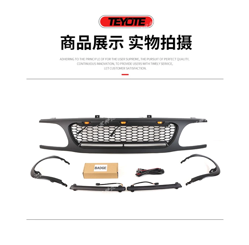 Black Front Grille Bumper Mesh Grill With LED Bar for Ford Explorer 1995-2001 - Image 3