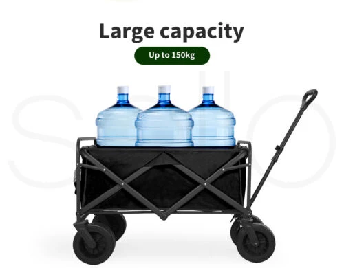 Black Garden Camping Trolley Outdoor Garden Wagon Cart Folding Widen Large - Image 7
