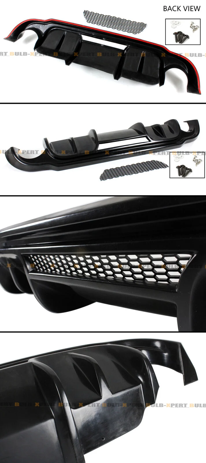 Black Rear Bumper Diffuser w/ Vent For Infiniti Q50 2014 2015 2016 2017 - Image 2