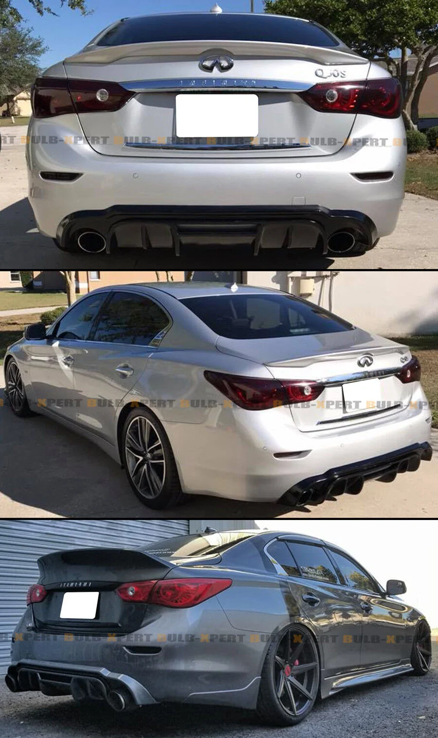 Black Rear Bumper Diffuser w/ Vent For Infiniti Q50 2014 2015 2016 2017 - Image 3