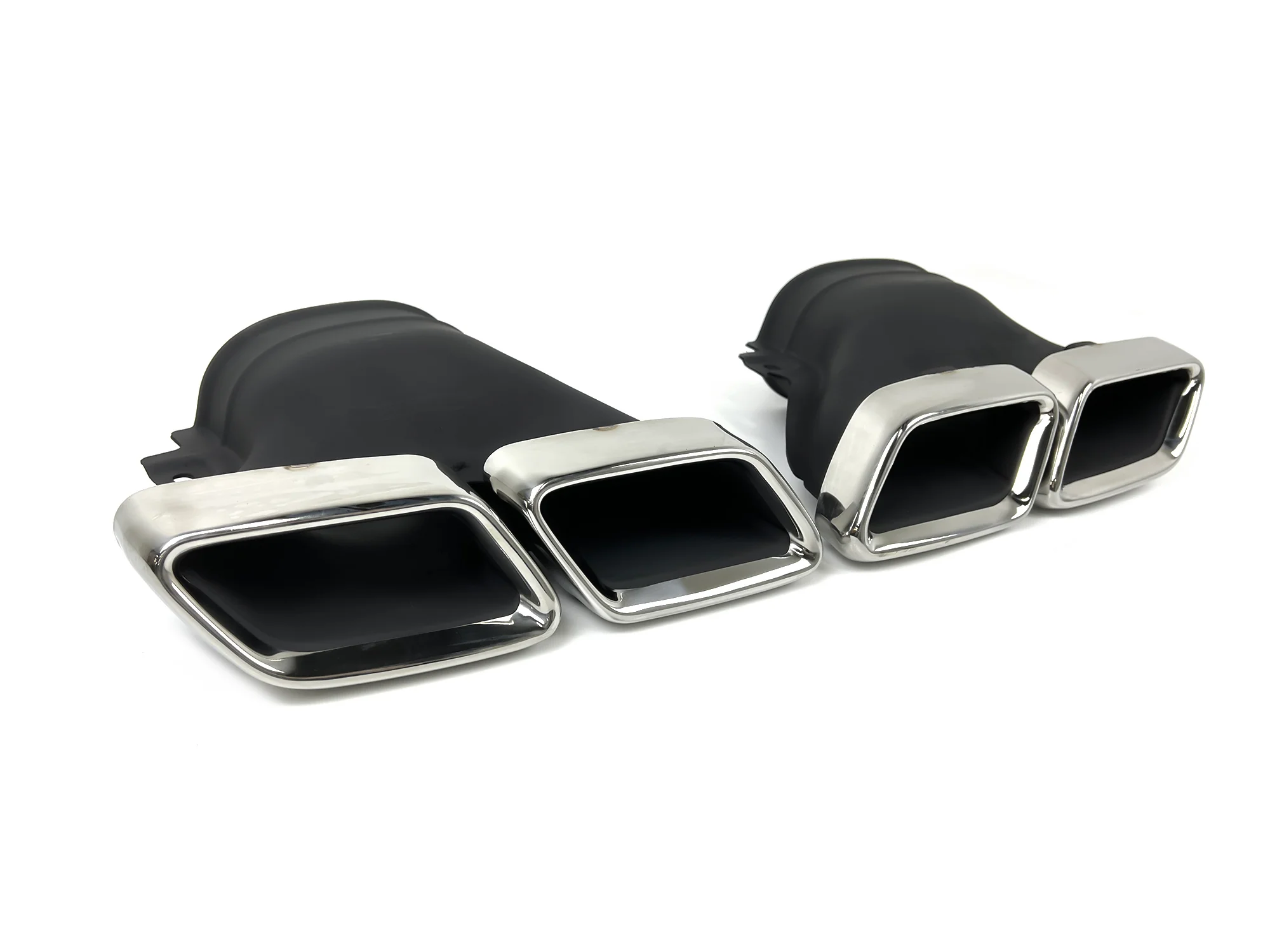 E63 Style Gloss Black Rear Diffuser + Silver Exhaust Tips For Mercedes W213 S213 2017-2023 AMG Bumper - Image 10
