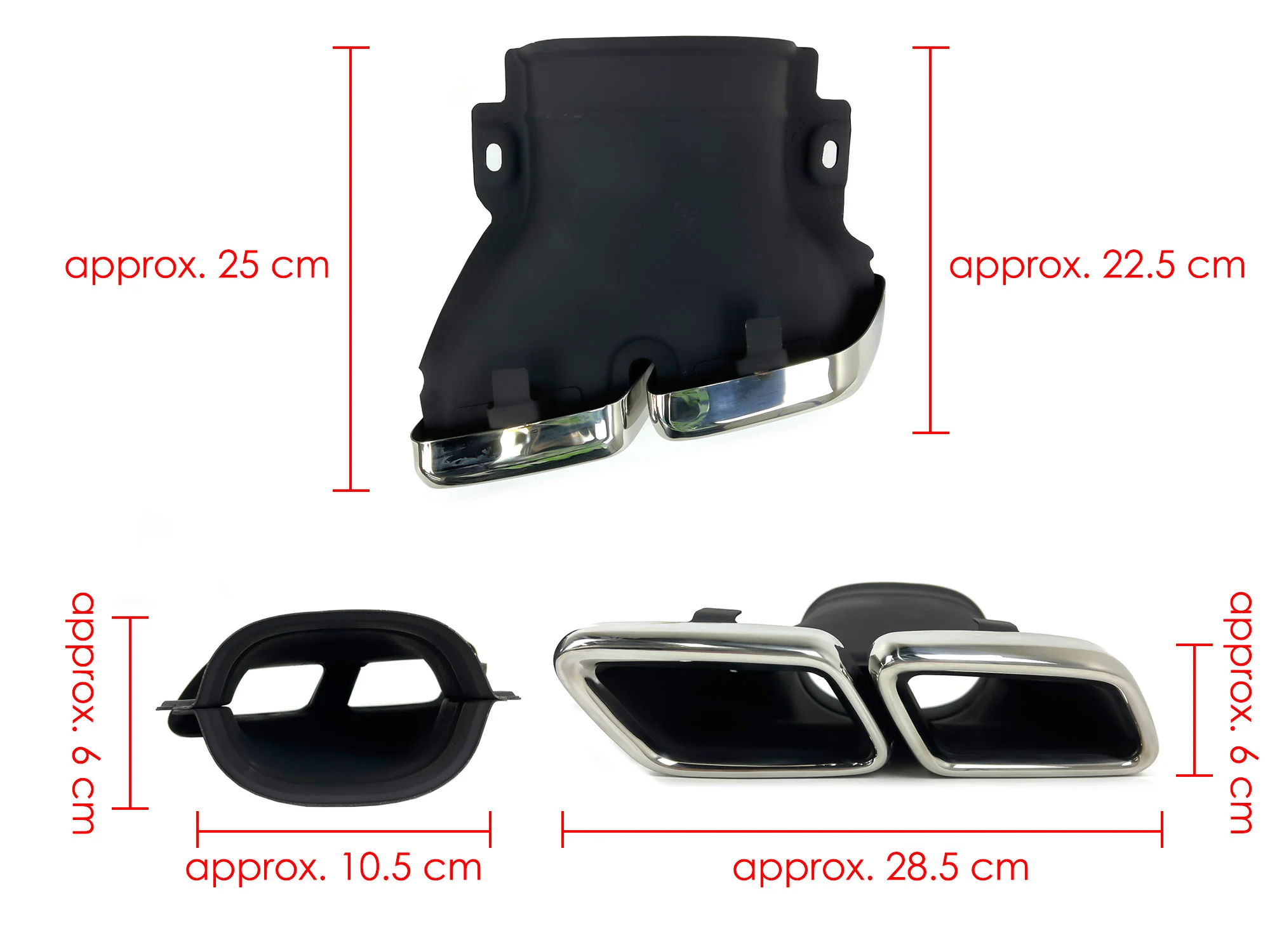 E63 Style Gloss Black Rear Diffuser + Silver Exhaust Tips For Mercedes W213 S213 2017-2023 AMG Bumper - Image 12