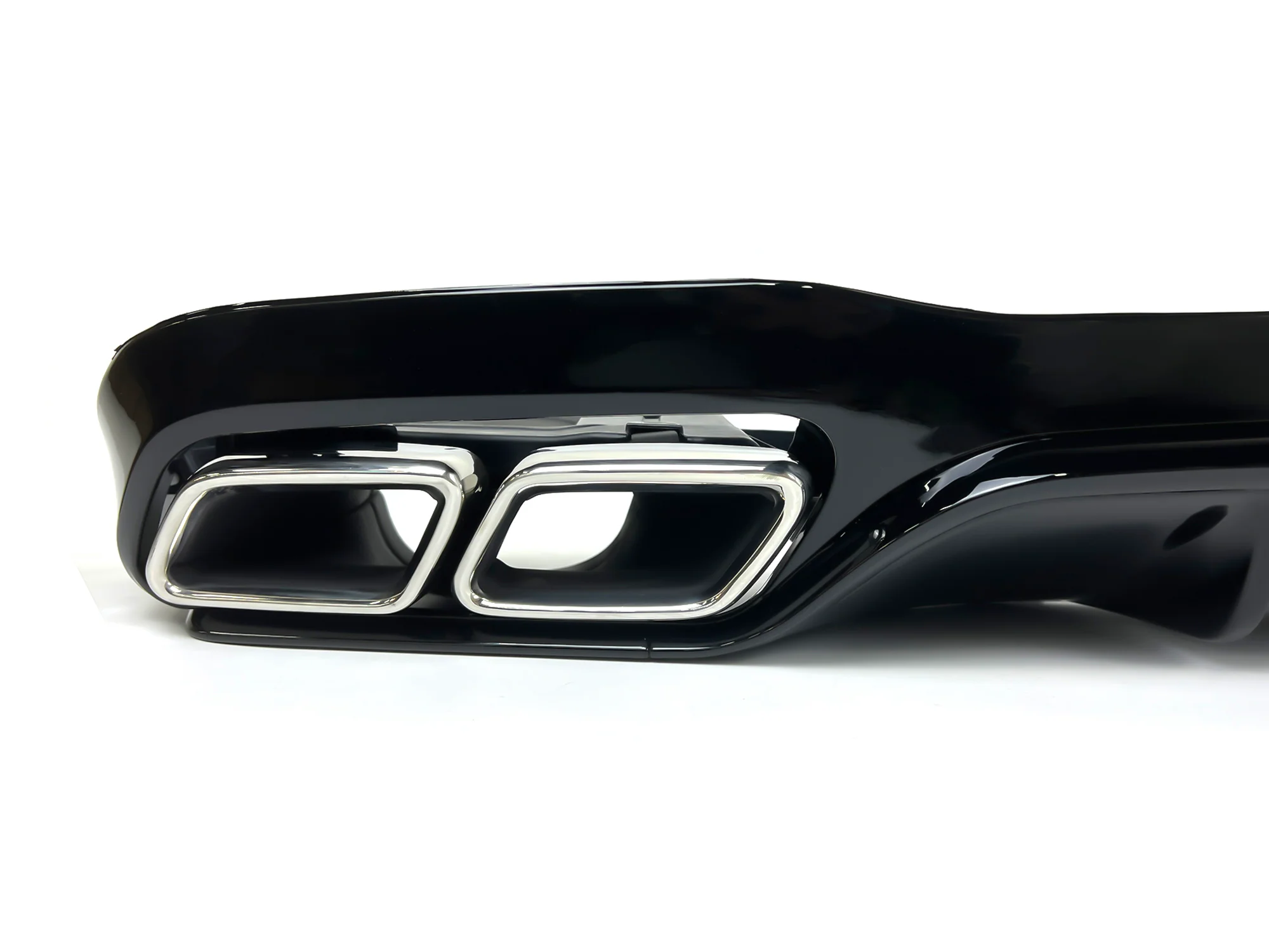 E63 Style Gloss Black Rear Diffuser + Silver Exhaust Tips For Mercedes W213 S213 2017-2023 AMG Bumper - Image 7