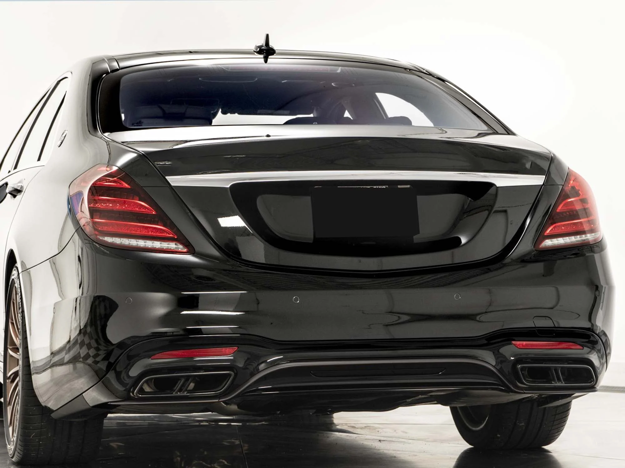 Black Rear Diffuser + Exhaust Tips for Mercedes S-Class W222 AMG-Line 2018-2020 - Image 2