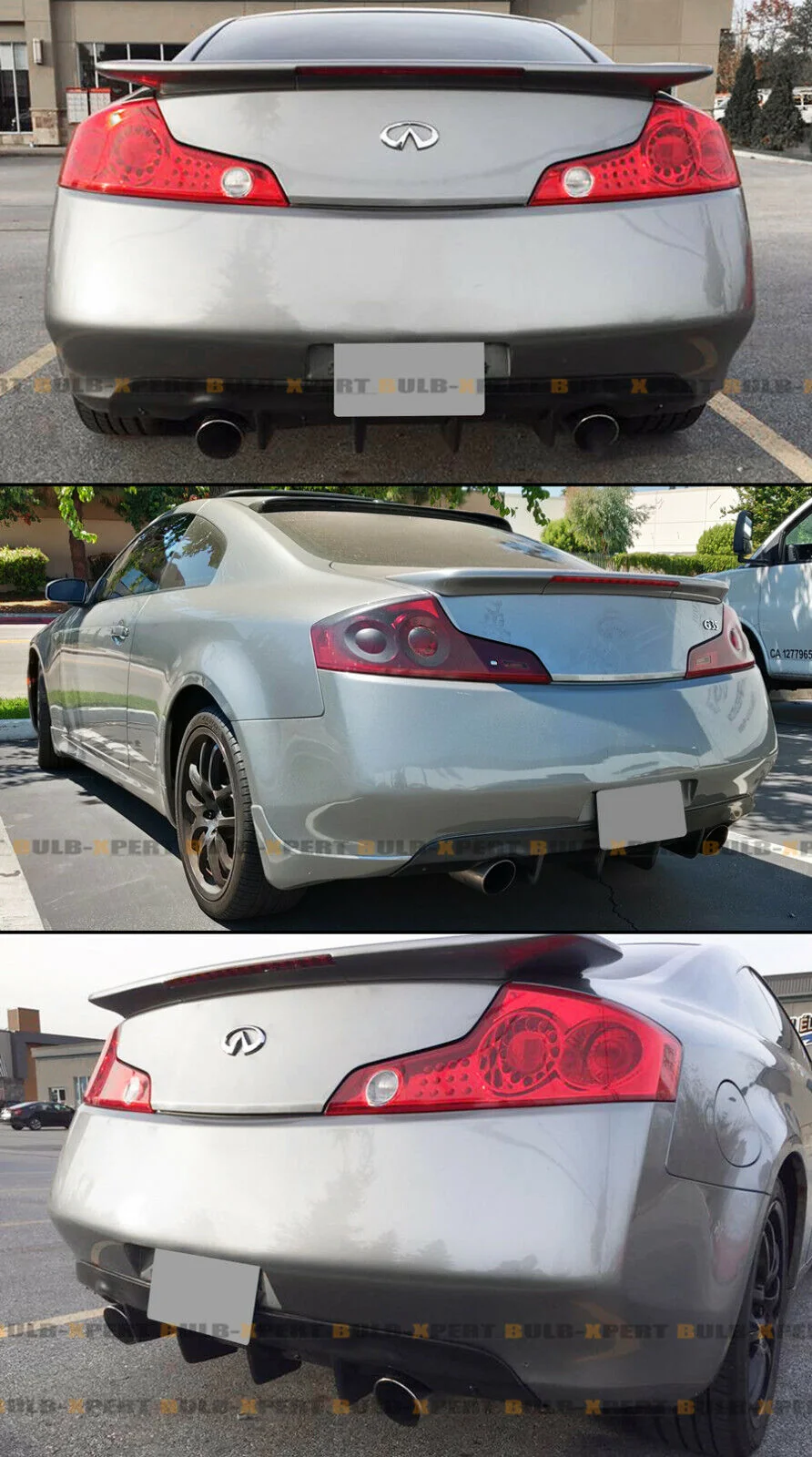 Black Shark Fin Rear Bumper Diffuser Kit For 2003-2007 Infiniti G35 Coupe - Image 3