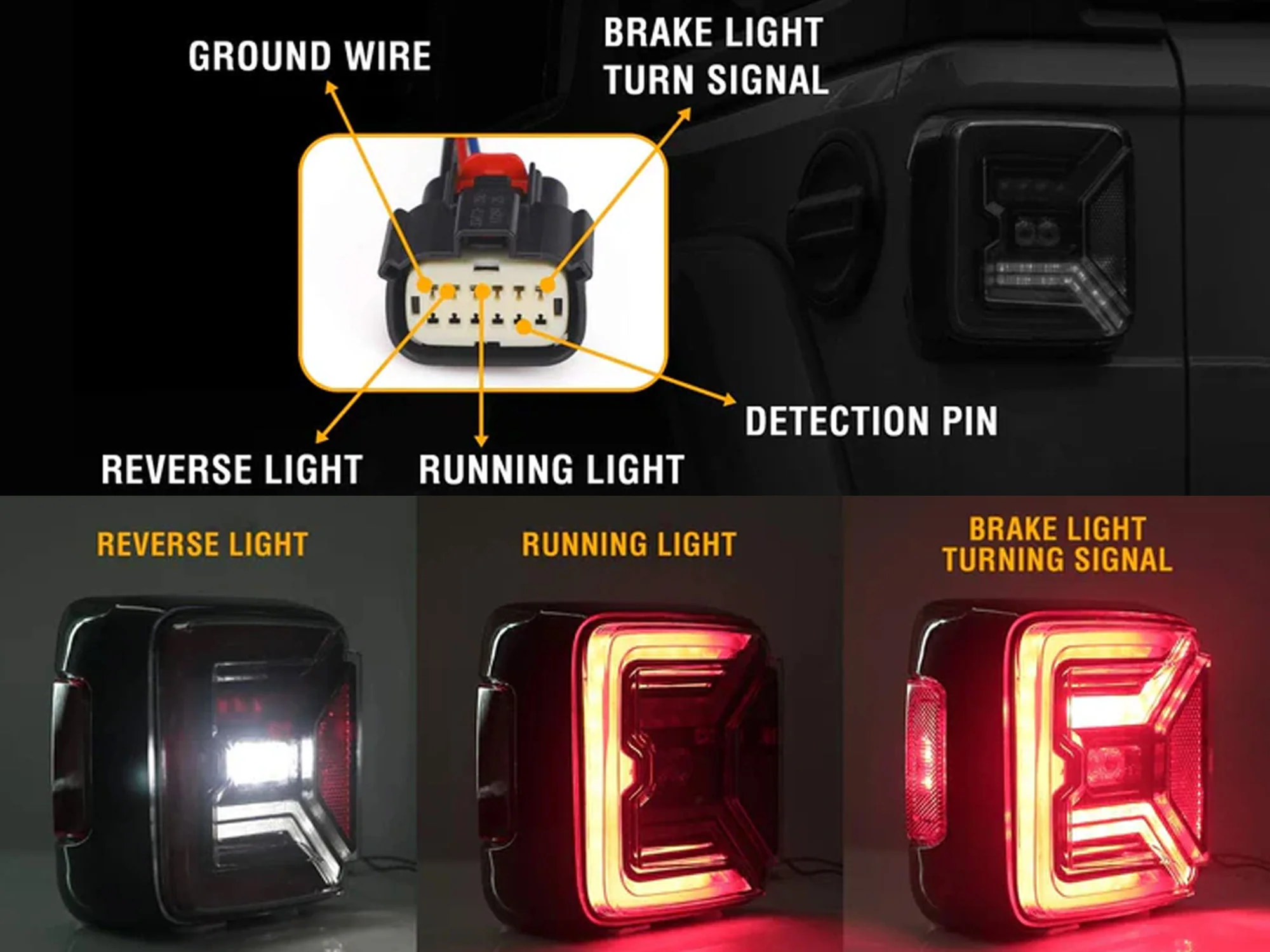 Smoke Rear LED Tail Lights For Jeep Wrangler JL JLU 2018-2025 Running Brake Lamp - Image 4