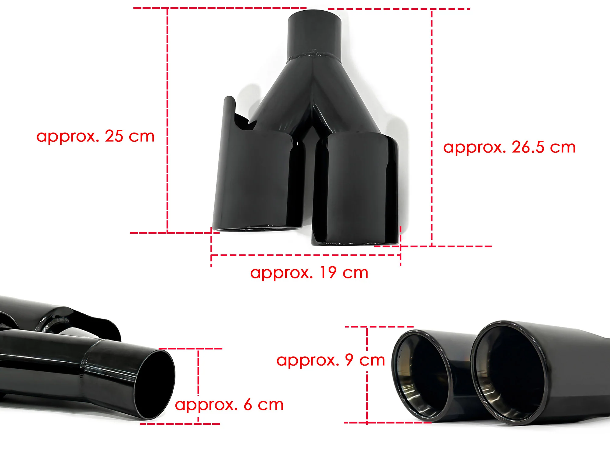 For BMW Universal Black Dual Exhaust Tips 60mm Inlet Muffler Pipes - Image 11