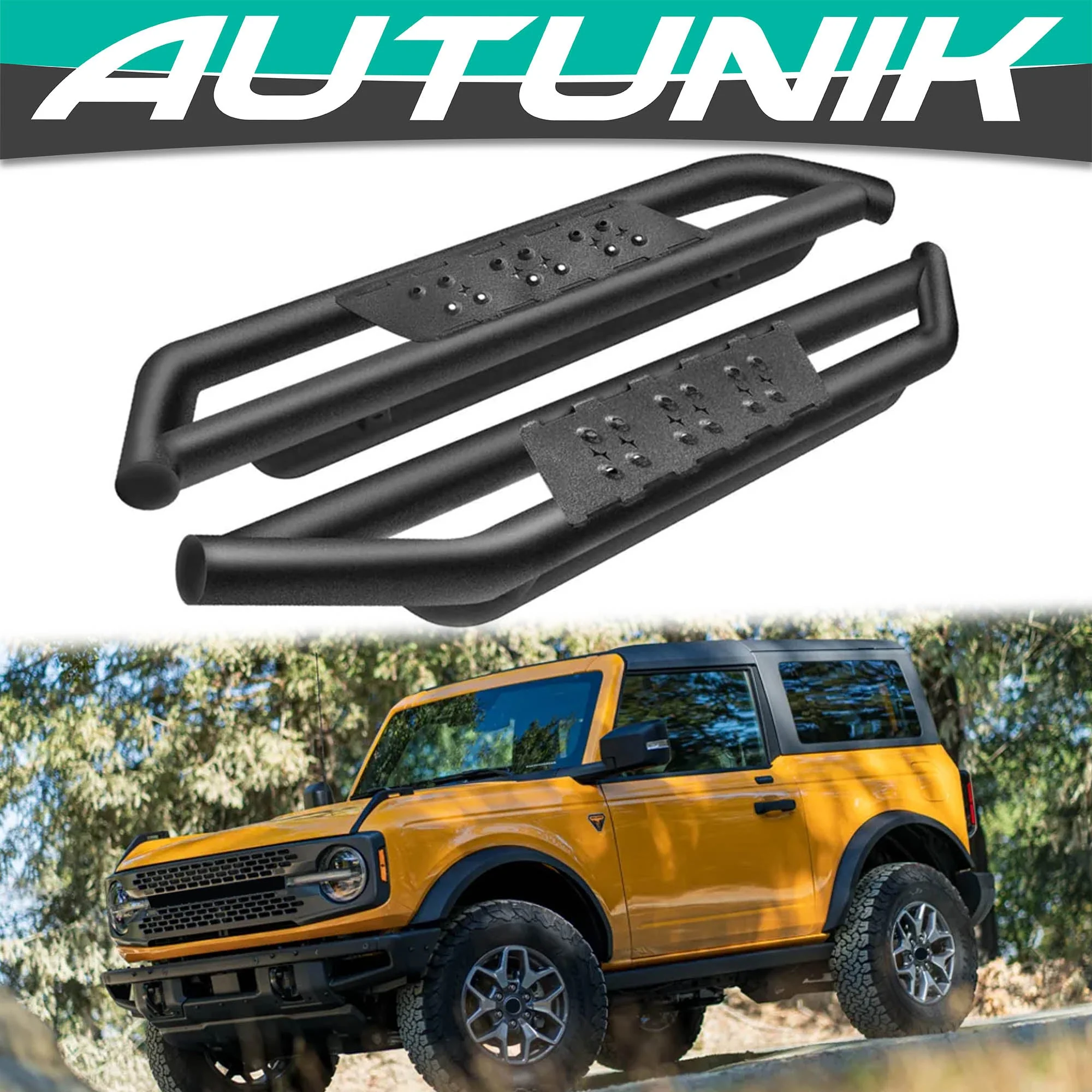 6.5" Running Board Side Step Nerf Bar For Ford Bronco 2-Door 2021-2024