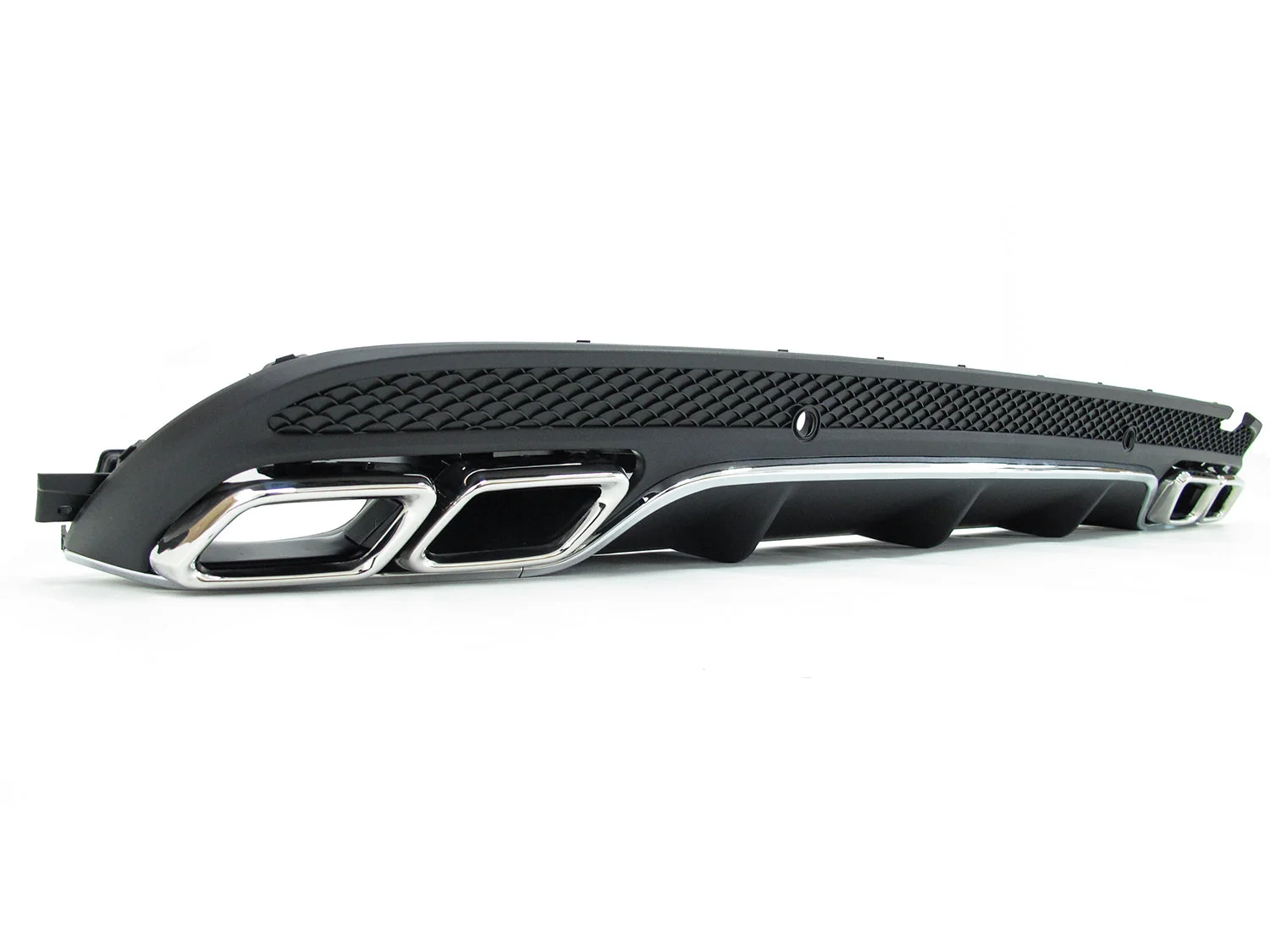 Rear Diffuser w/ Silver Exhaust Tips For Mercedes W205 Sedan C300 C43 AMG di1 - Image 7