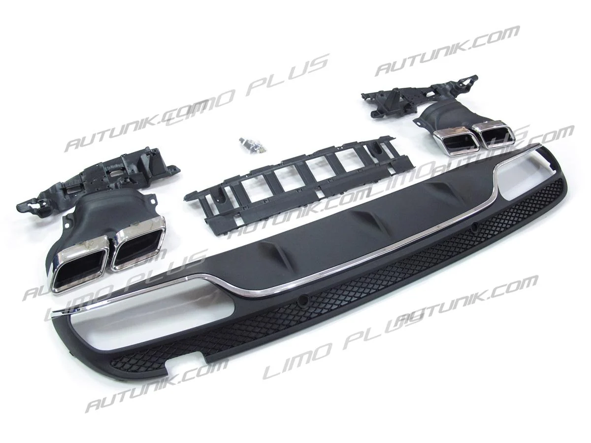 Rear Diffuser w/ Silver Exhaust Tips For Mercedes W205 Sedan C300 C43 AMG di1 - Image 8