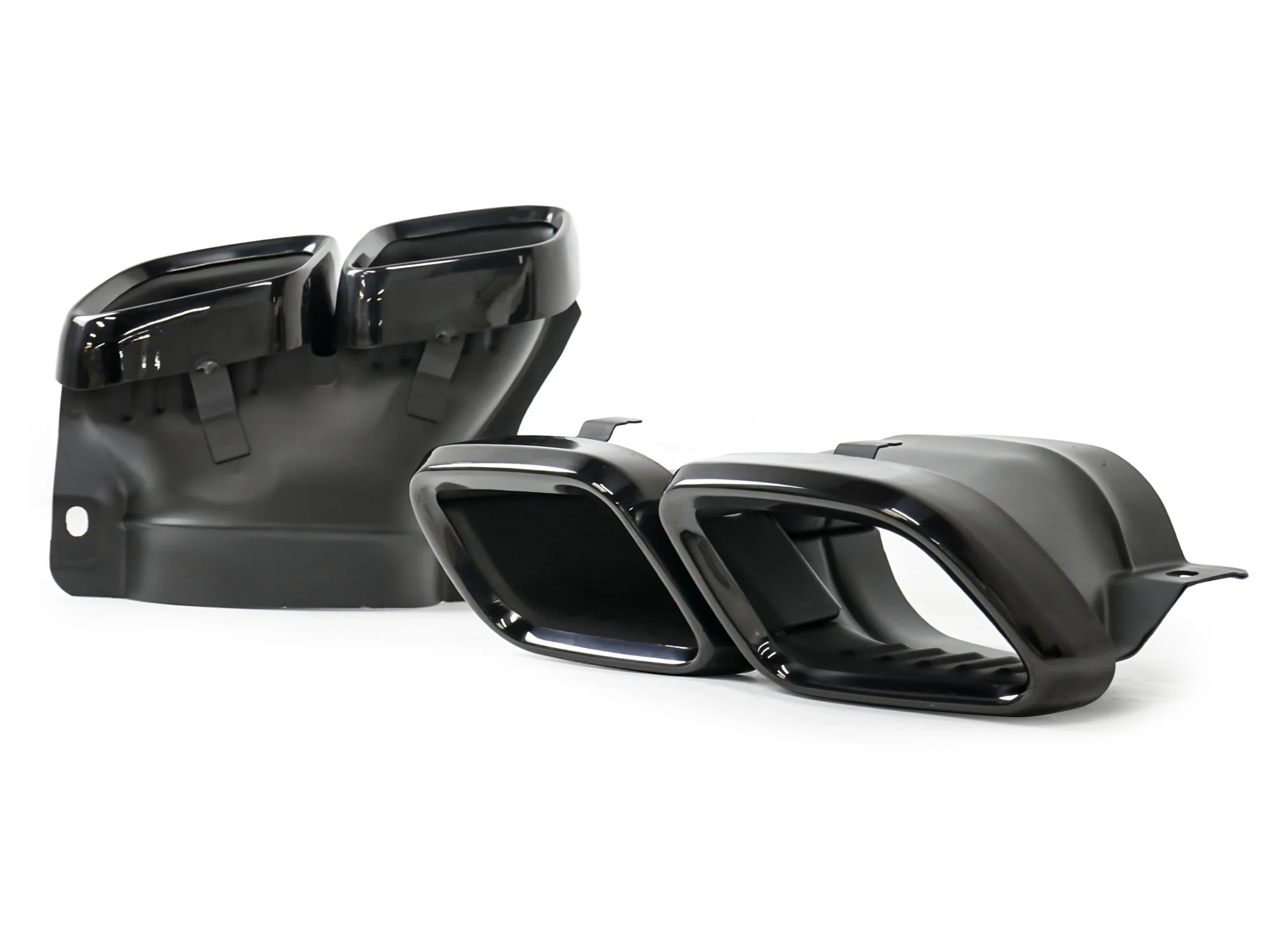 C63 Style Gloss Black Rear Diffuser + Exhaust Tips for Mercedes W205 (Non-AMG Bumper) 2015-2021 - Image 12