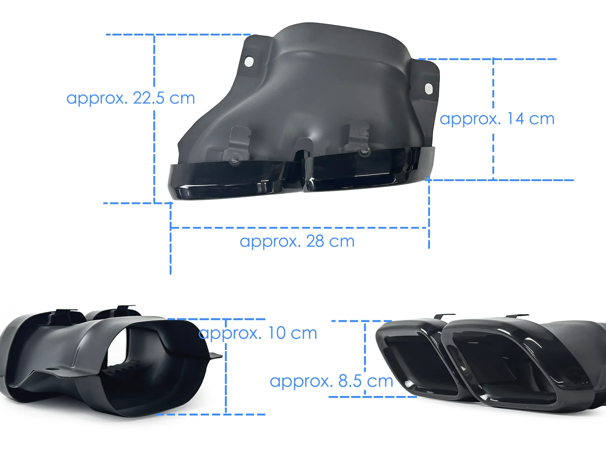 C63 Style Gloss Black Rear Diffuser + Exhaust Tips for Mercedes W205 (Non-AMG Bumper) 2015-2021 - Image 14