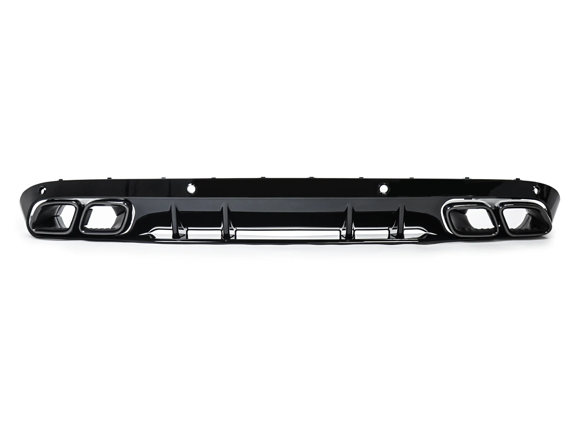 C63 Style Gloss Black Rear Diffuser + Exhaust Tips for Mercedes W205 (Non-AMG Bumper) 2015-2021 - Image 5