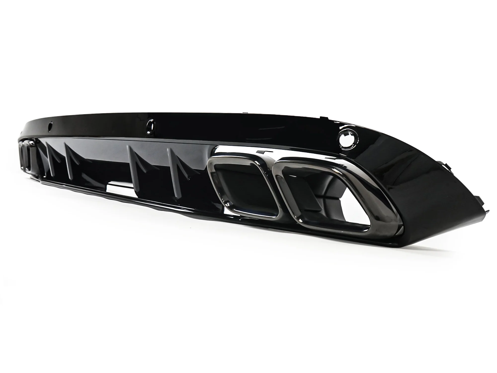 C63 Style Gloss Black Rear Diffuser + Exhaust Tips for Mercedes W205 (Non-AMG Bumper) 2015-2021 - Image 6