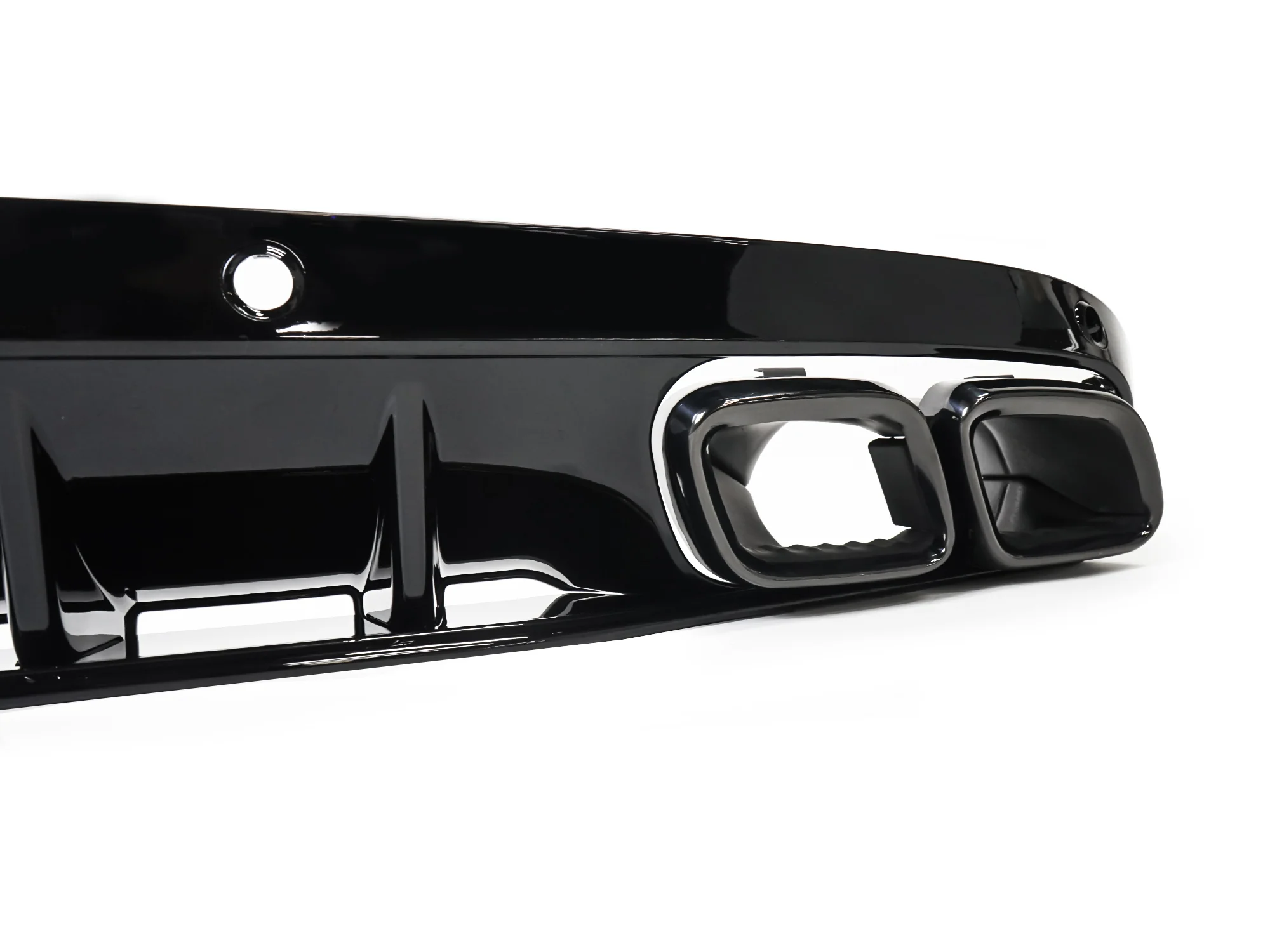C63 Style Gloss Black Rear Diffuser + Exhaust Tips for Mercedes W205 (Non-AMG Bumper) 2015-2021 - Image 8