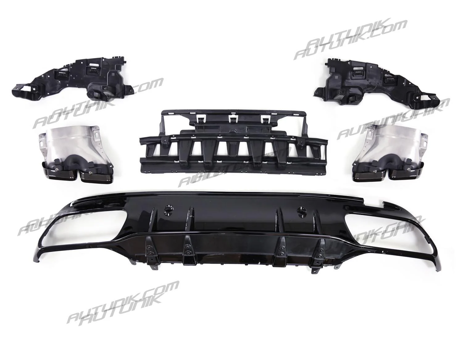 C63 Style Rear Diffuser & Black Exhaust For Mercedes W205 Sedan C250 C300 C450 C43 AMG Bumper Only - Image 7