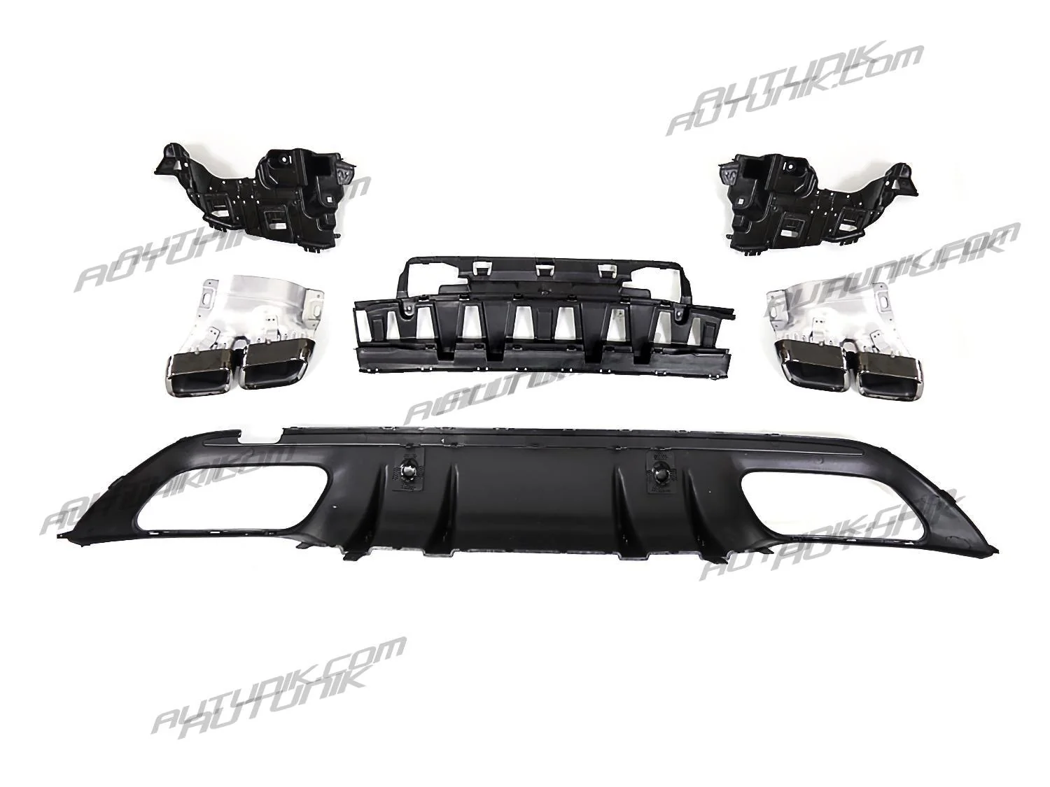 C63 Style Rear Diffuser & Black Exhaust For Mercedes W205 Sedan C250 C300 C450 C43 AMG Bumper Only - Image 8