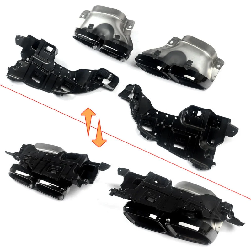 Carbon Look Rear Diffuser + Black Exhaust Tips For Mercedes W205 Sedan C300 C450 C43 AMG Pack 2015-2021 - Image 11