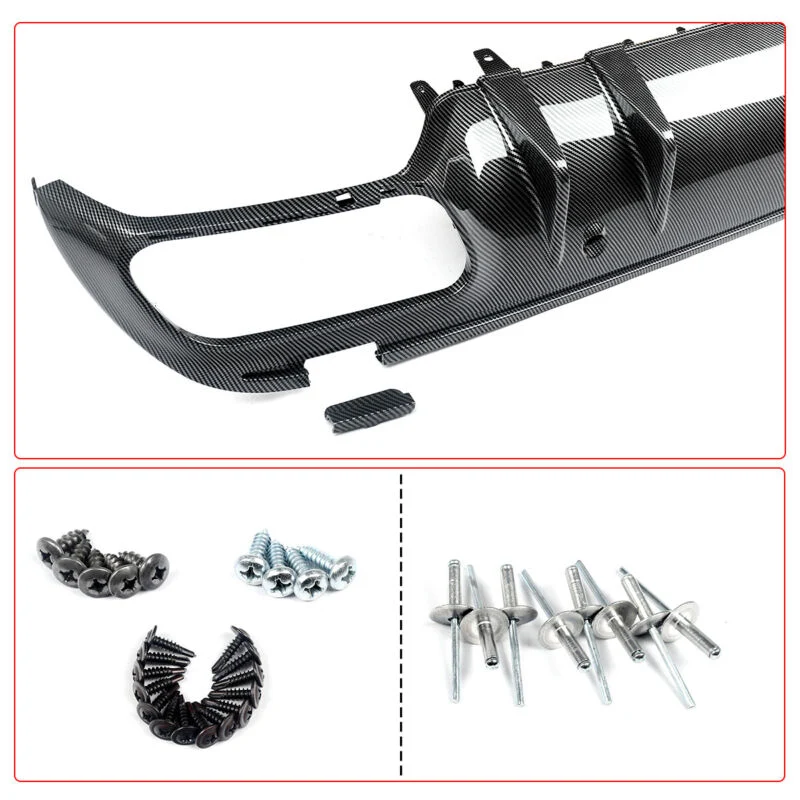 Carbon Look Rear Diffuser + Black Exhaust Tips For Mercedes W205 Sedan C300 C450 C43 AMG Pack 2015-2021 - Image 13